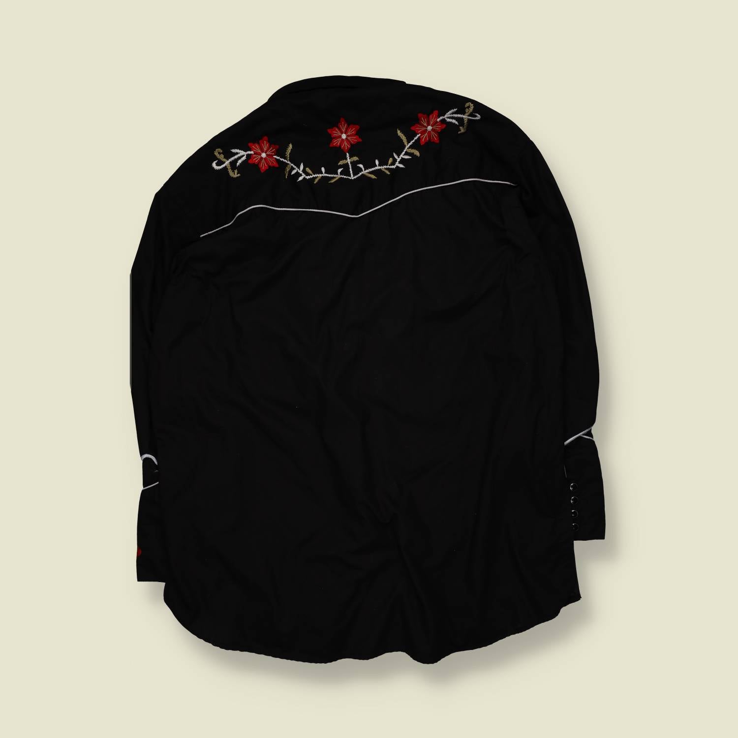 1990s | Red Star | Embroidered Rodeo Western Shirt | Black – XXXL