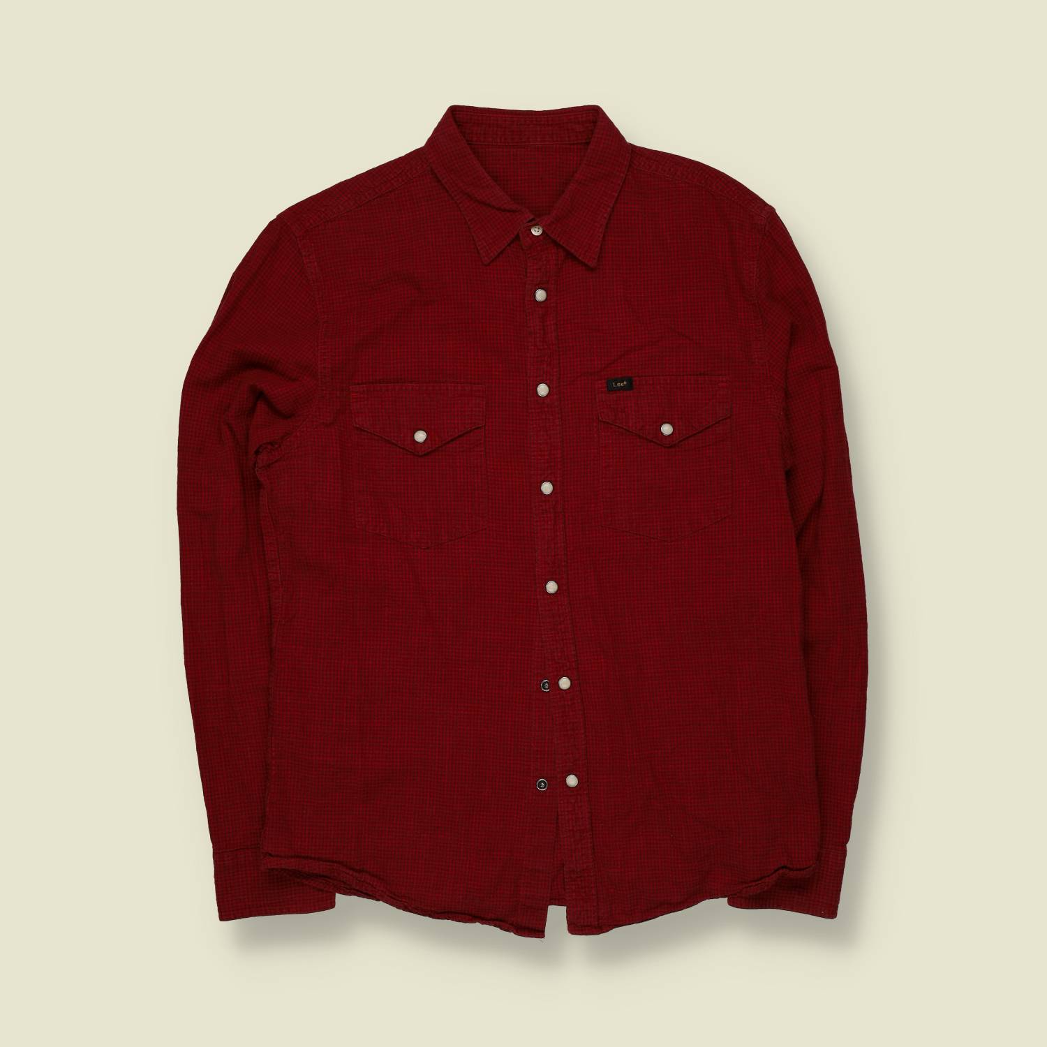 2000s | Lee | Western Snap Shirt | Red Micro Check – M