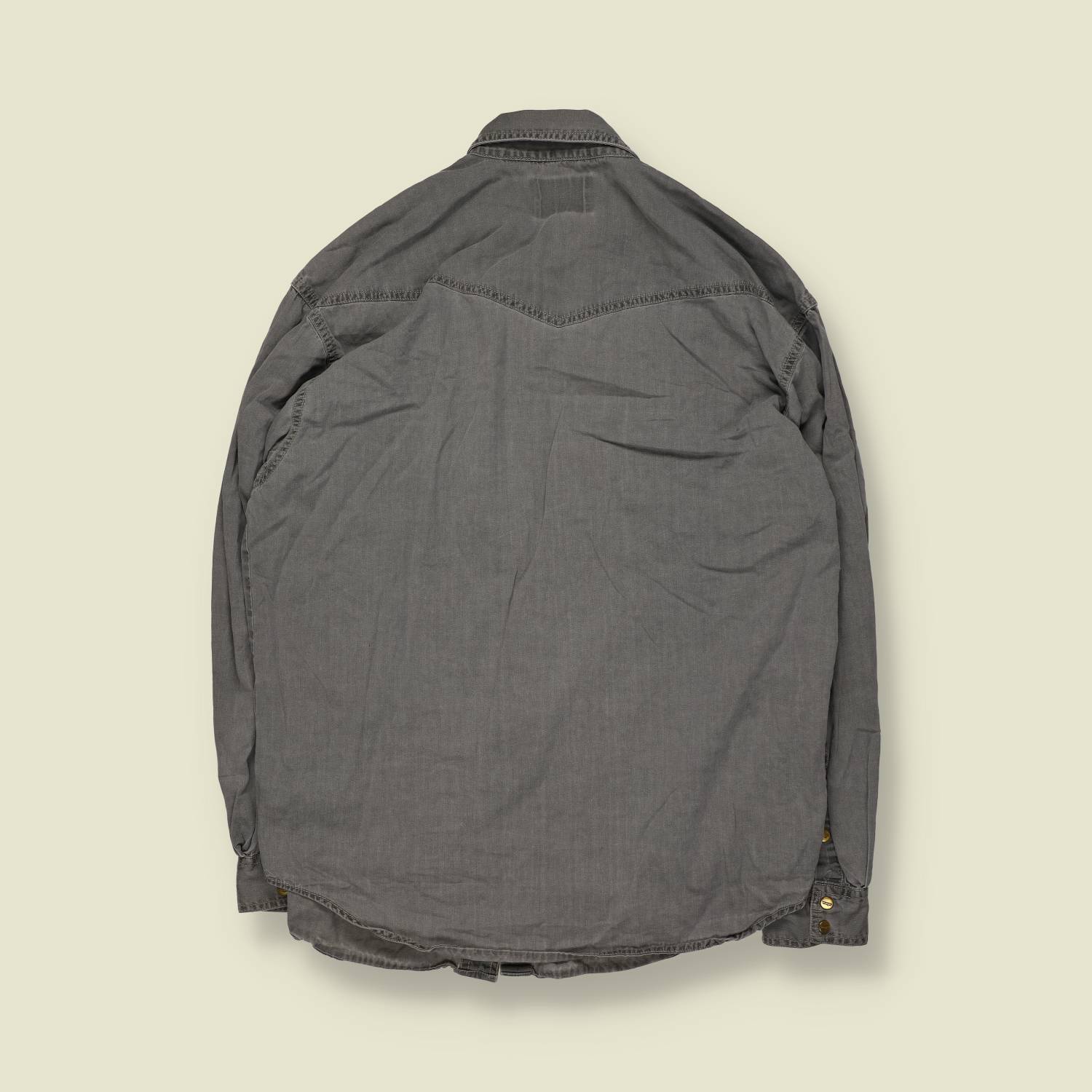 1990s | Wrangler | Western Denim Shirt | Grey – L