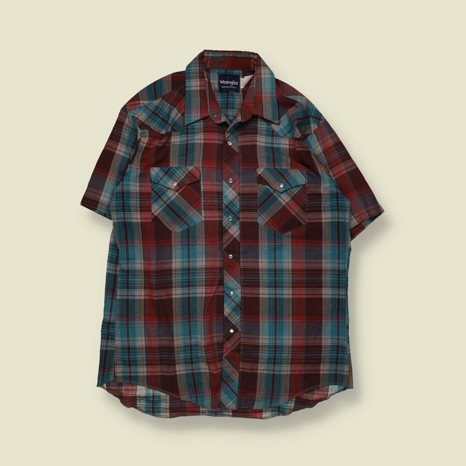 1990s | Wrangler | Western Shirt | Red & Teal Plaid – XL