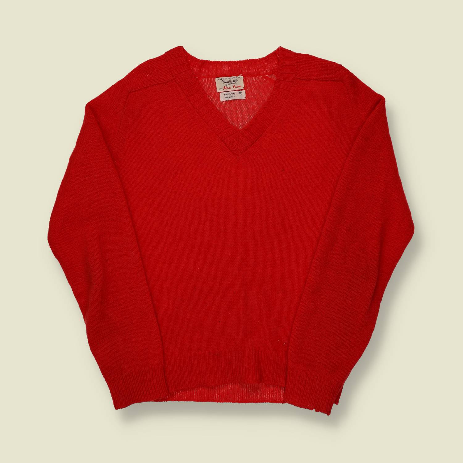 1960s Shetland Wool V-Neck Knit - M