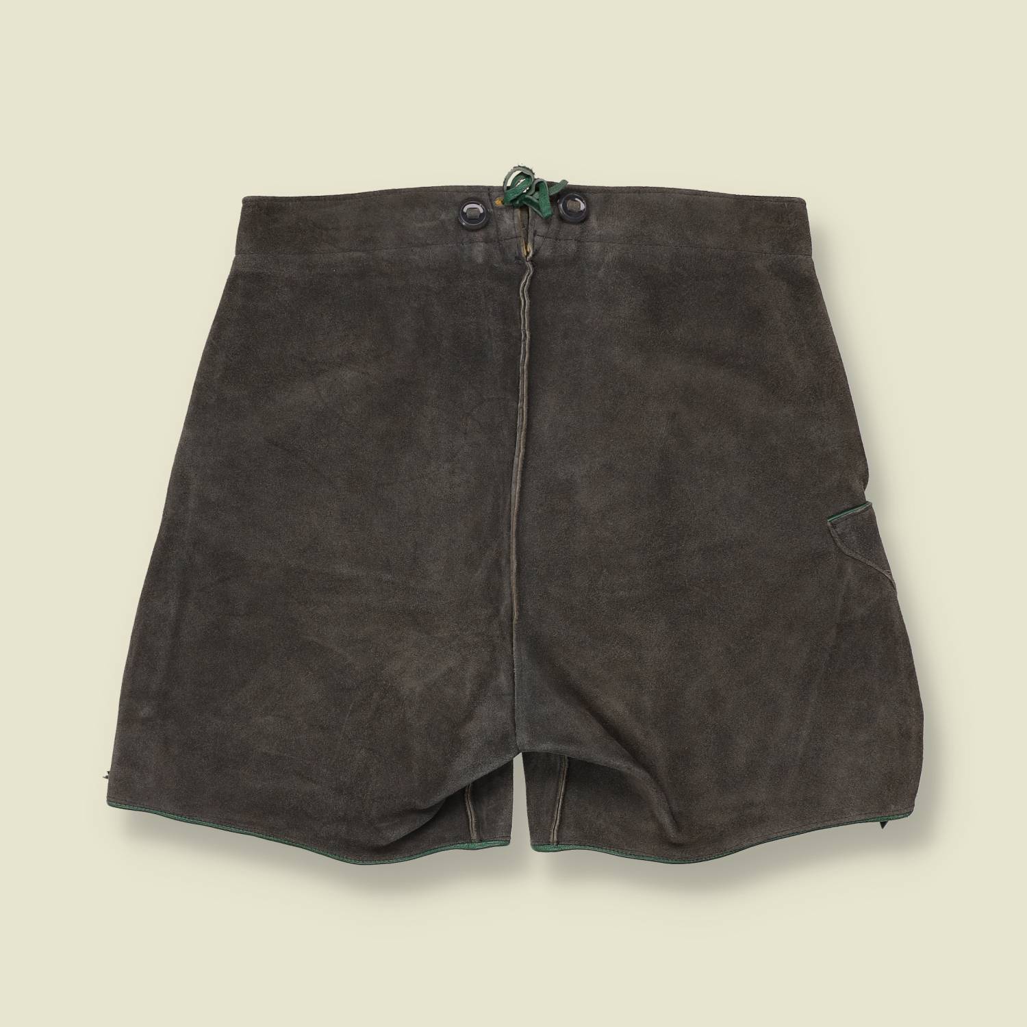 1960s | Suede Lederhosen Shorts | Grey & Green - w28