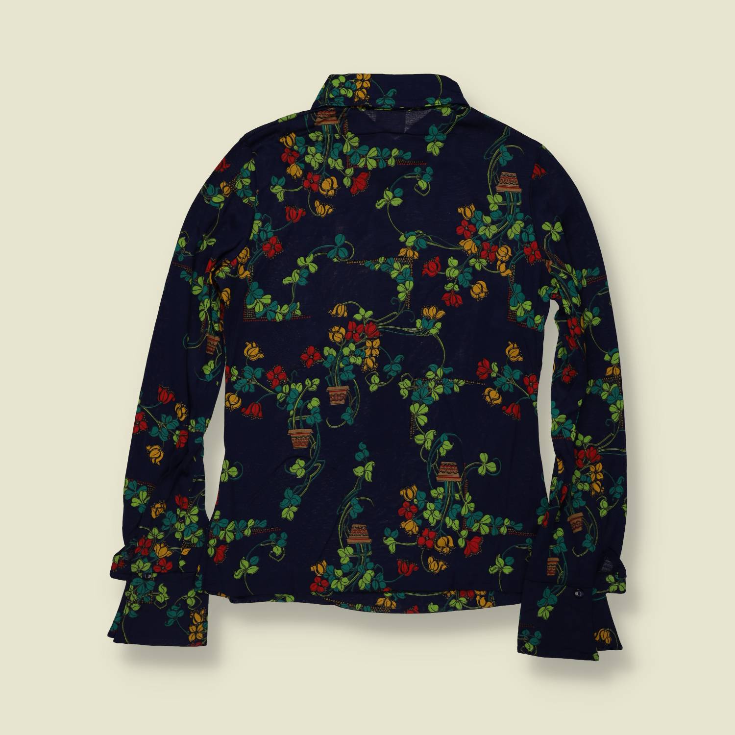 1970s | TGL | Deadstock Blouse | Navy Floral - 6
