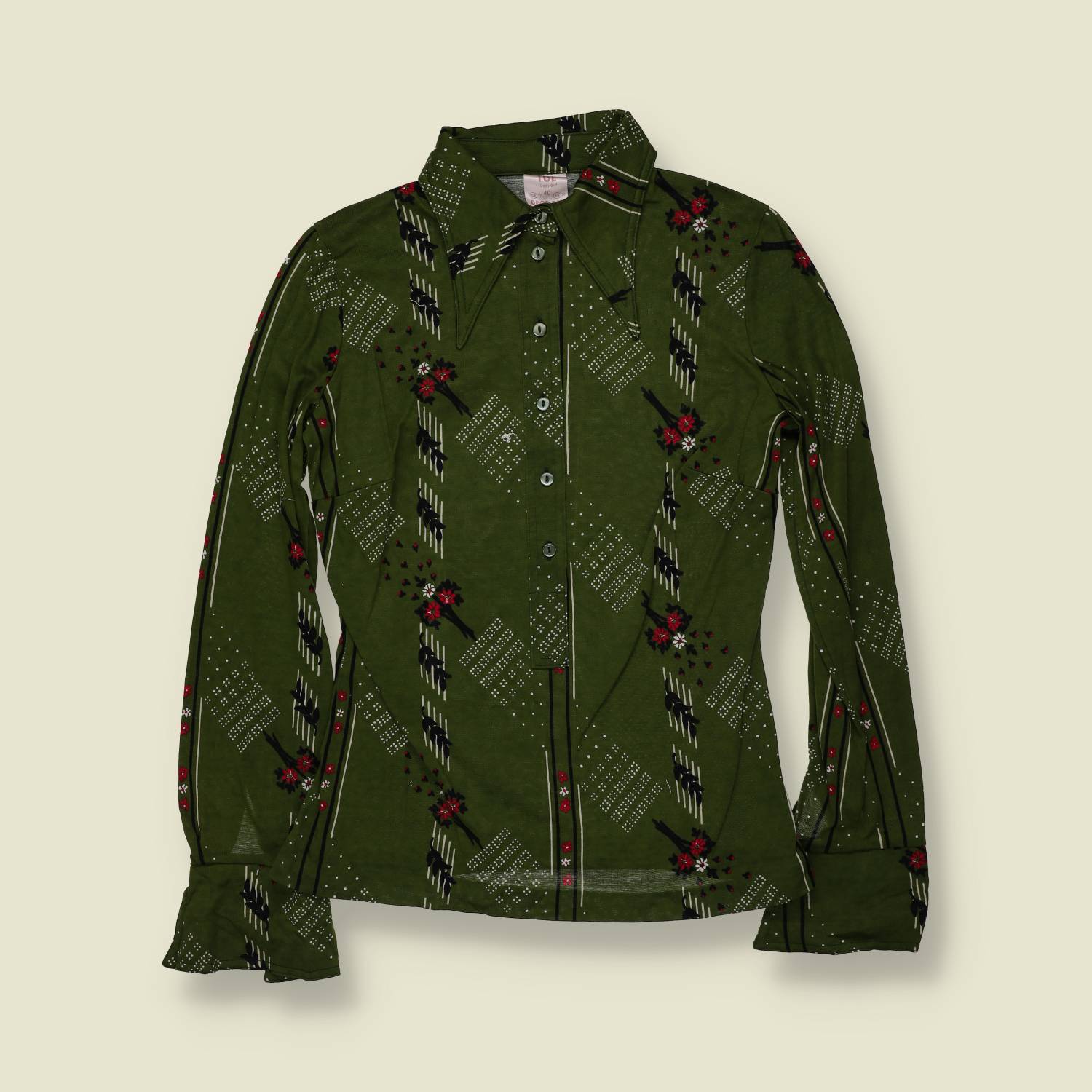 1970s | TGL Stockholm | Deadstock Blouse | Green Floral - 6