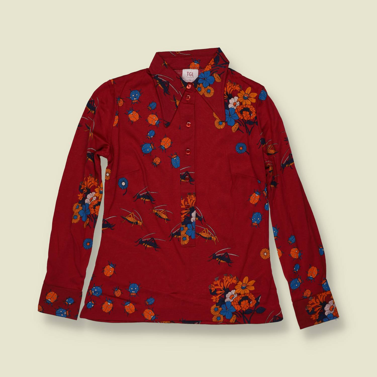 1970s | TGL Stockholm | Deadstock Blouse | Red Novelty Print - 8