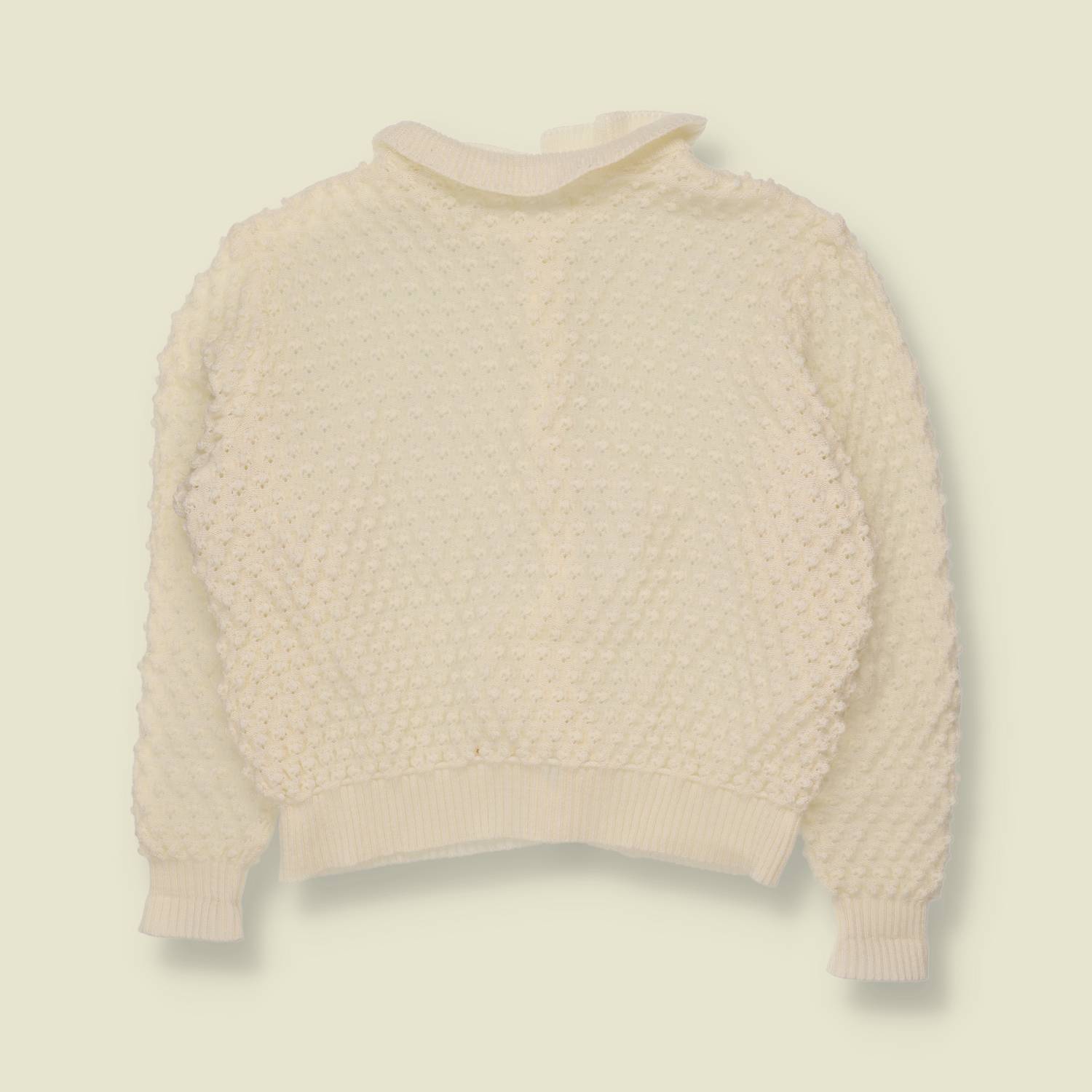 1970s | Popcorn Knit Cardigan | Cream - 10