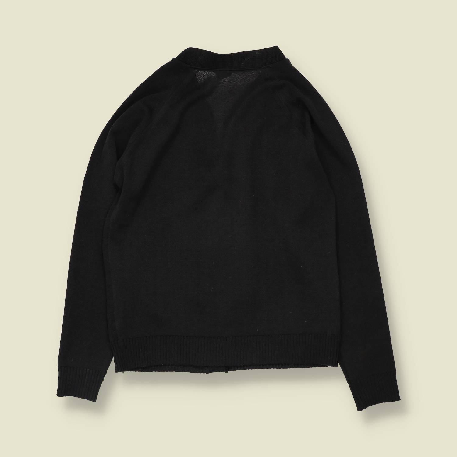 1970s | Pointelle Panel Cardigan | Black - 10