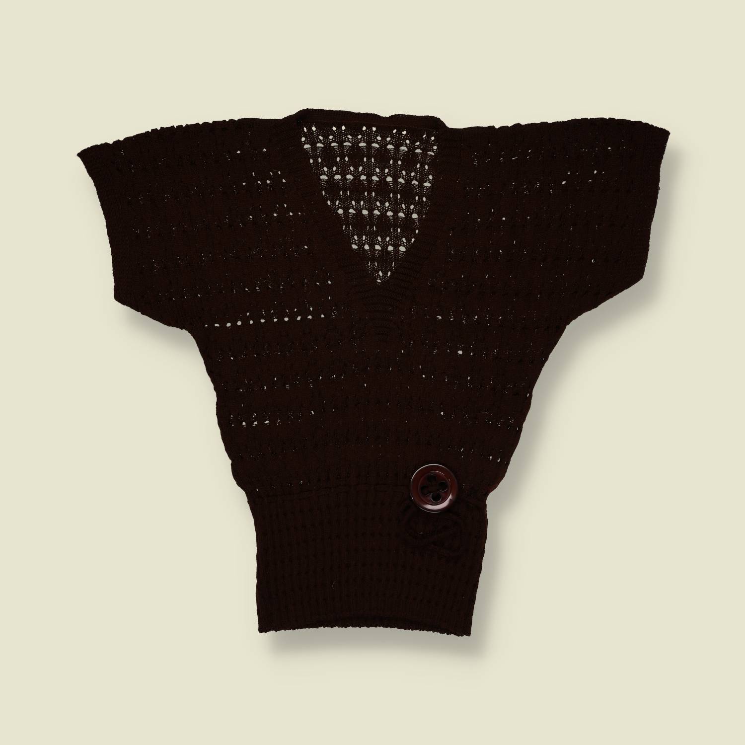1970s | Crochet Knit Top | Brown - 6