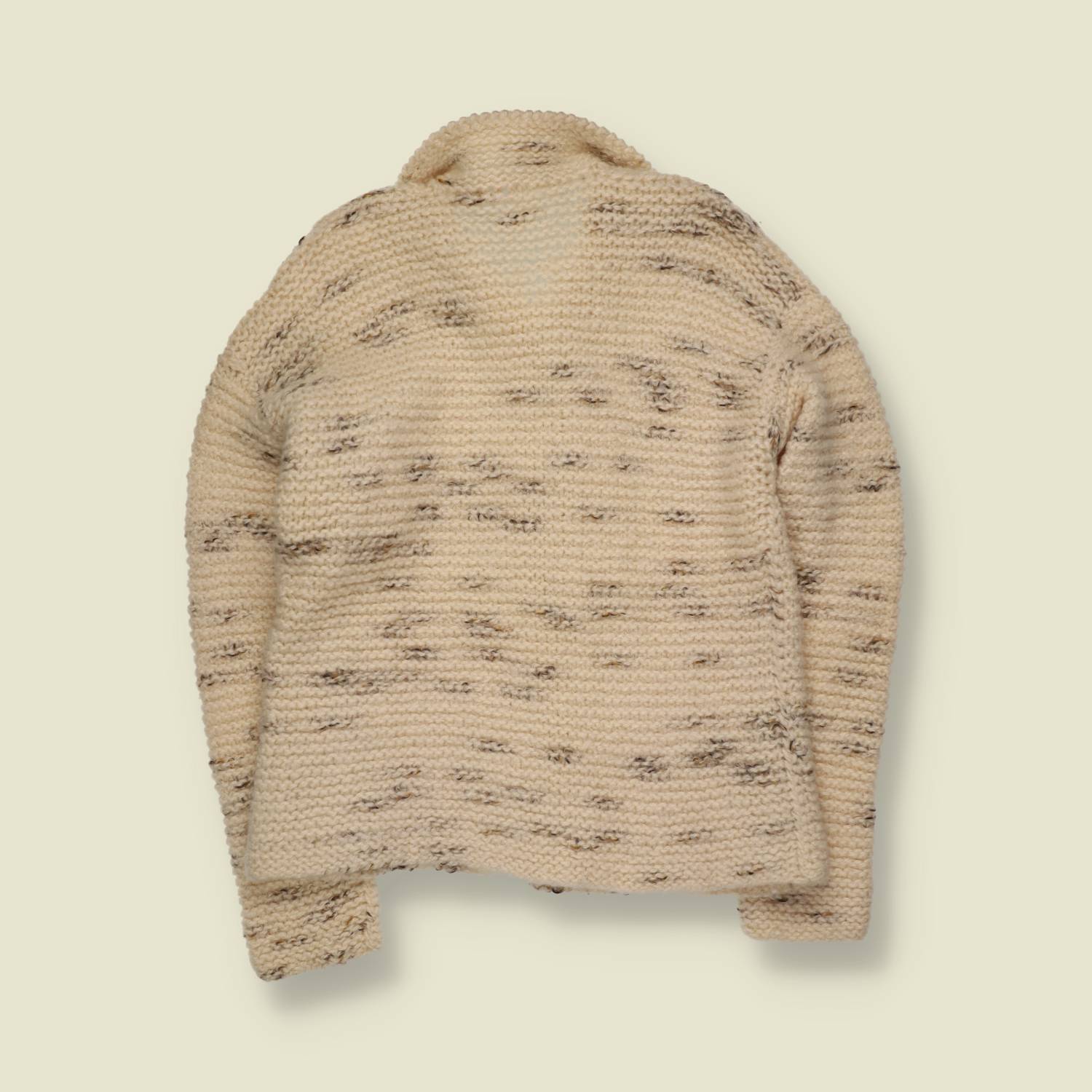 1970s | Handknit | Shawl Collar Cardigan | Cream Fleck - 8