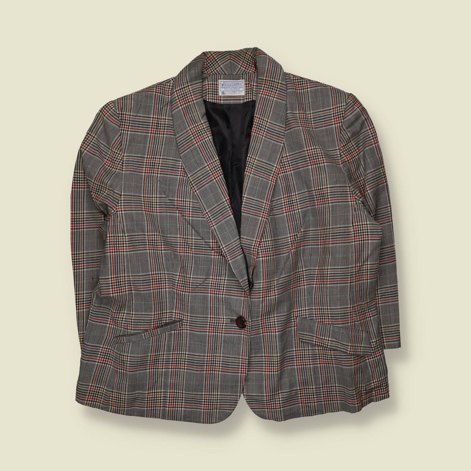 1980s | Pendleton | Made In USA | Blazer | Grey Plaid - 22