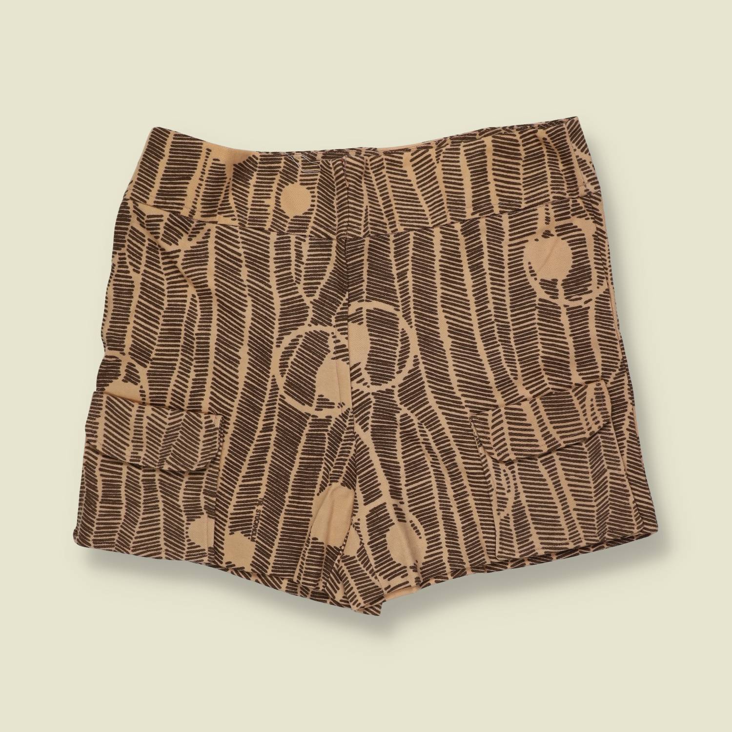 1970s | Deadstock Shorts | Tan And Brown Geometric - w28