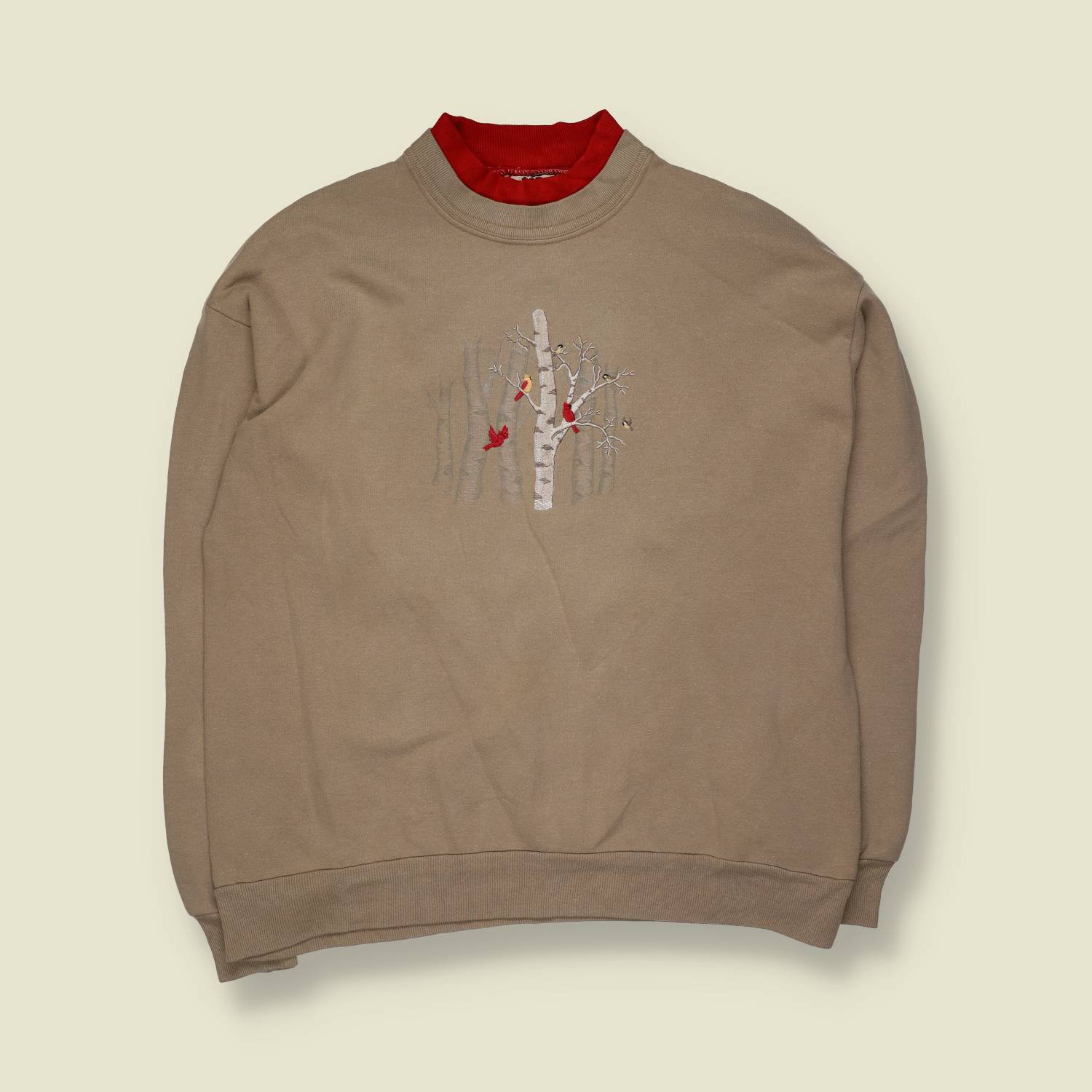 1980s | Embroidered Bird Sweatshirt | Beige - 18