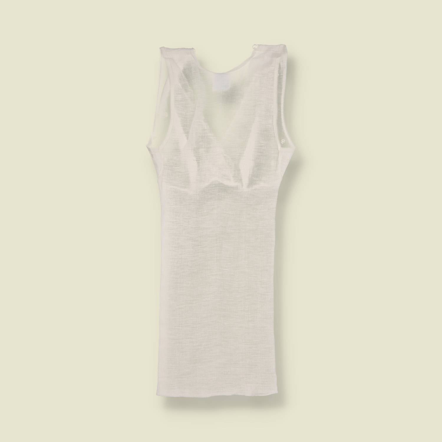 1970s | Deadstock Cami Top | Sheer Lace Panel | White - 12