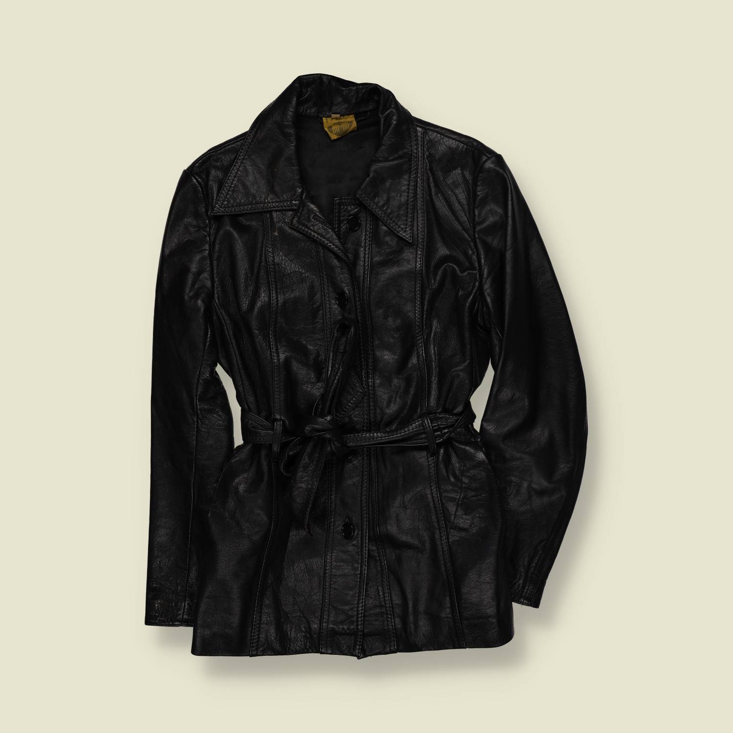 1970s | Belted Leather Jacket | Black - 8