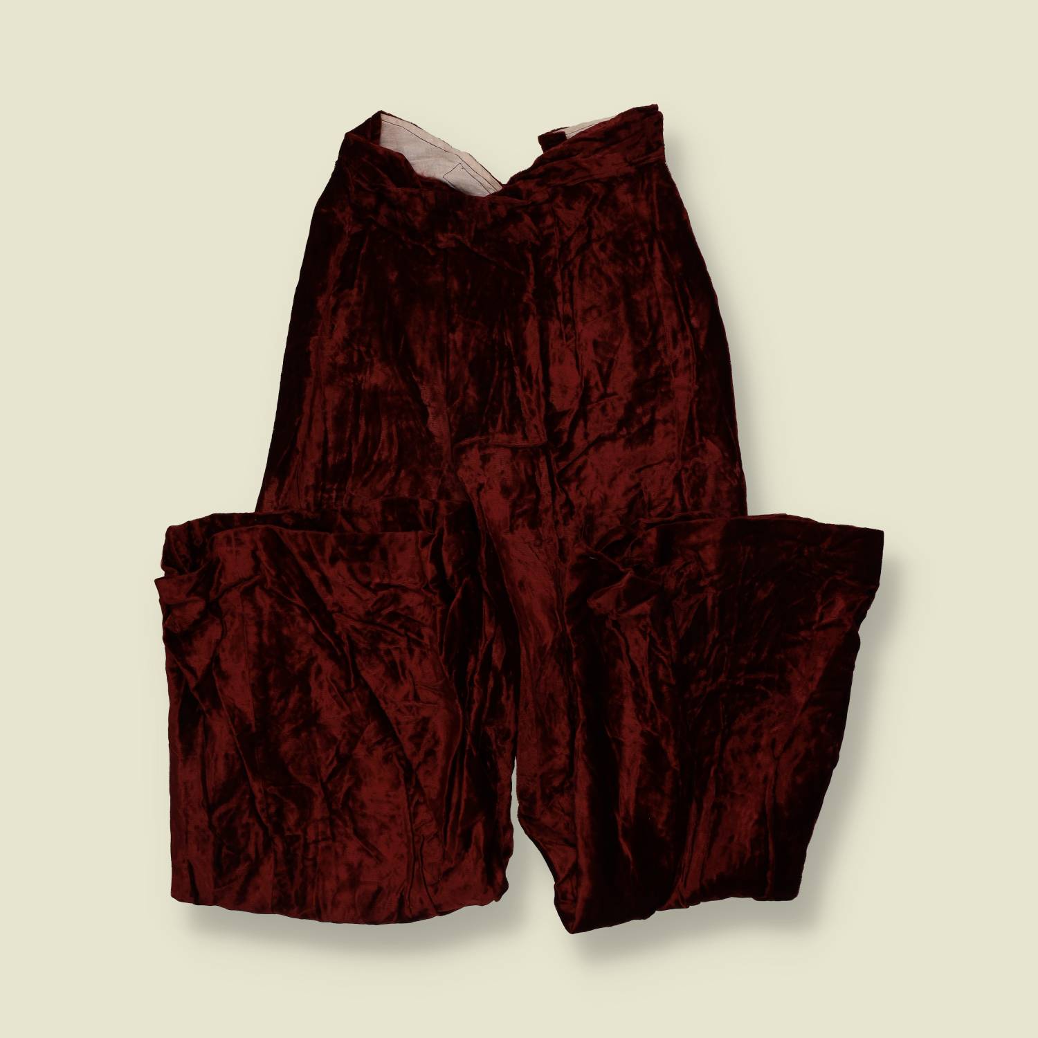 1970s | Crushed Velvet Rayon Flares | Burgundy - w24