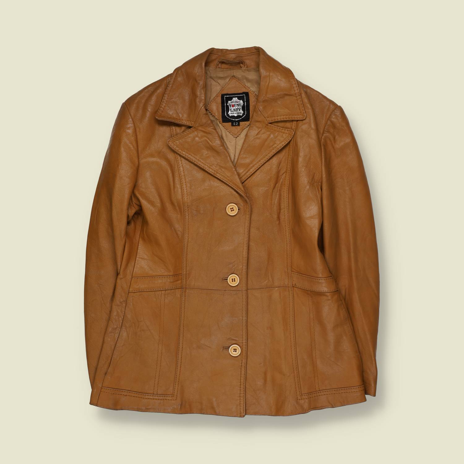 1970s | Young Lady | Leather Jacket | Tan - 12