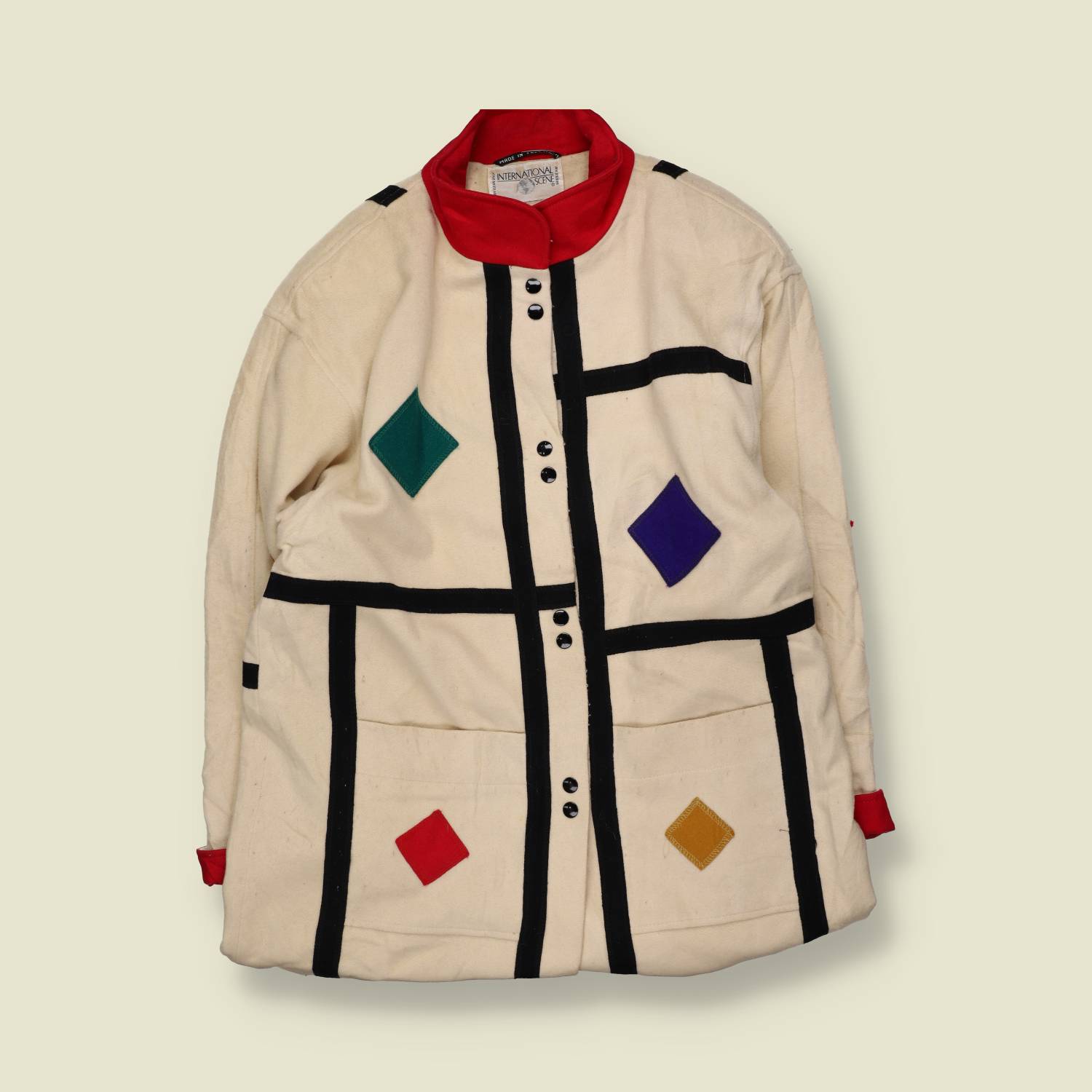 1980s | International Scene | Mondrian Style Coat | Cream - 20