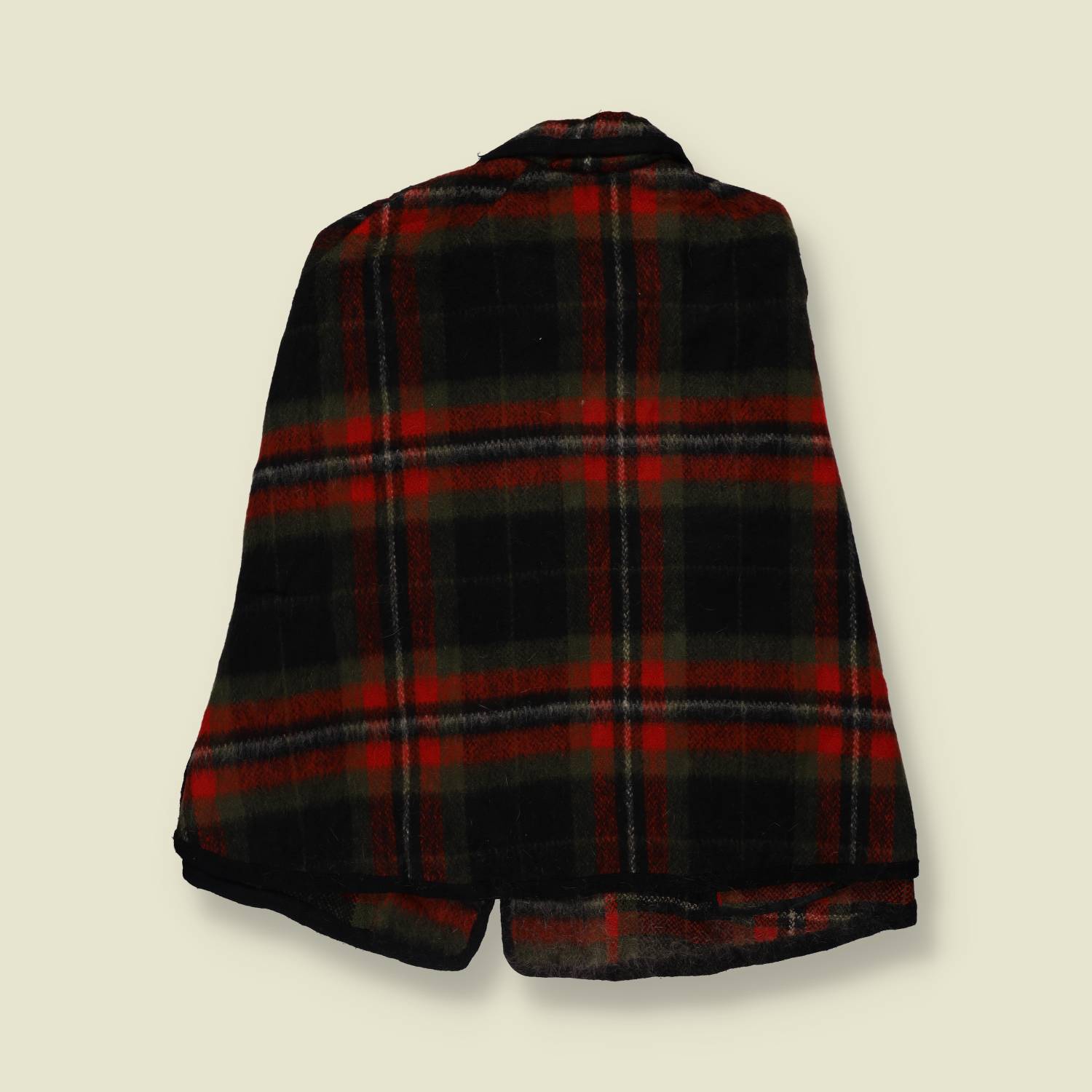 1960s | Wool Tartan Cape | Red - One size