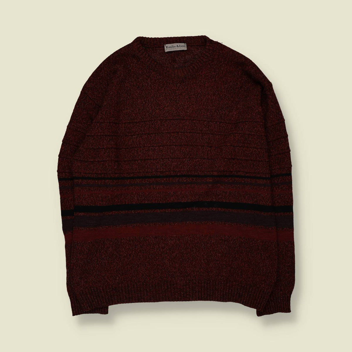 1980s | Emilio Adani | Textured Knit Jumper | Burgundy - L