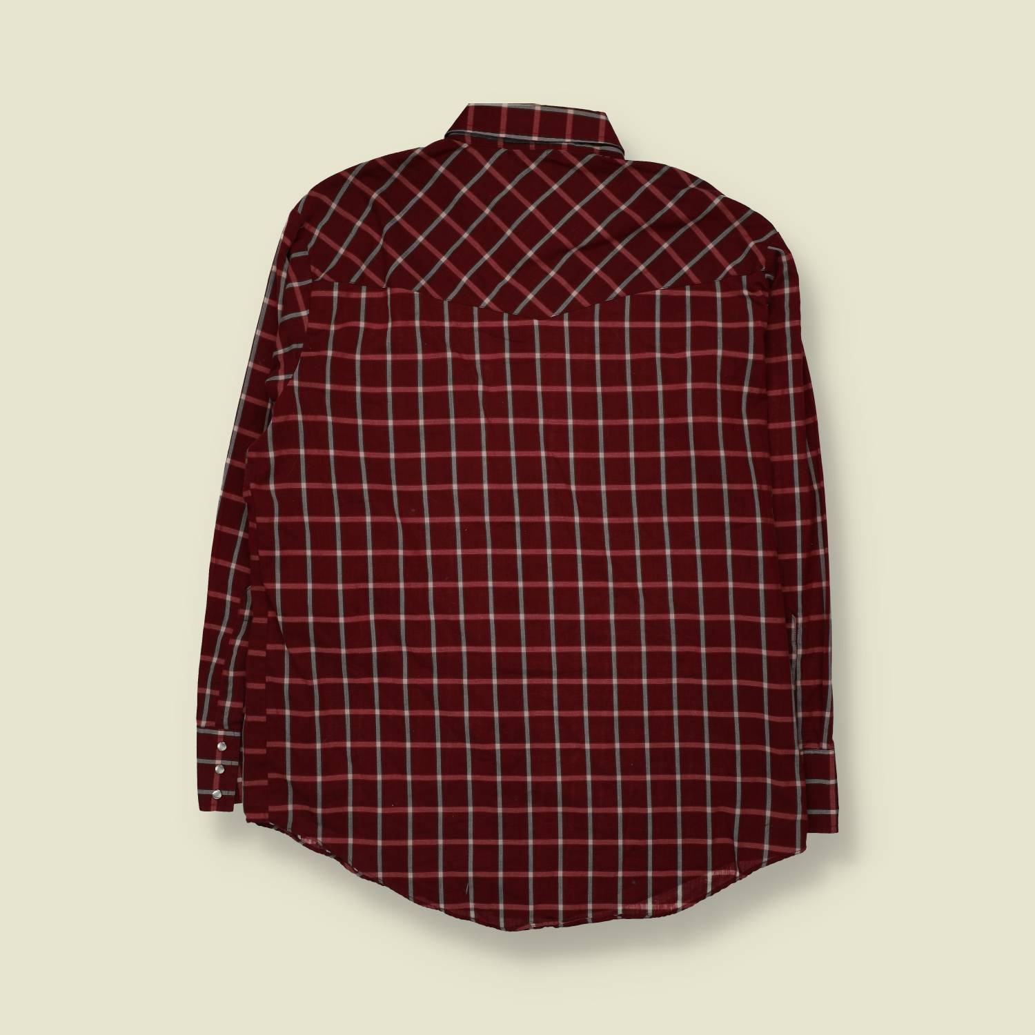 1980s | Plains | Western Check Shirt | Burgundy - L