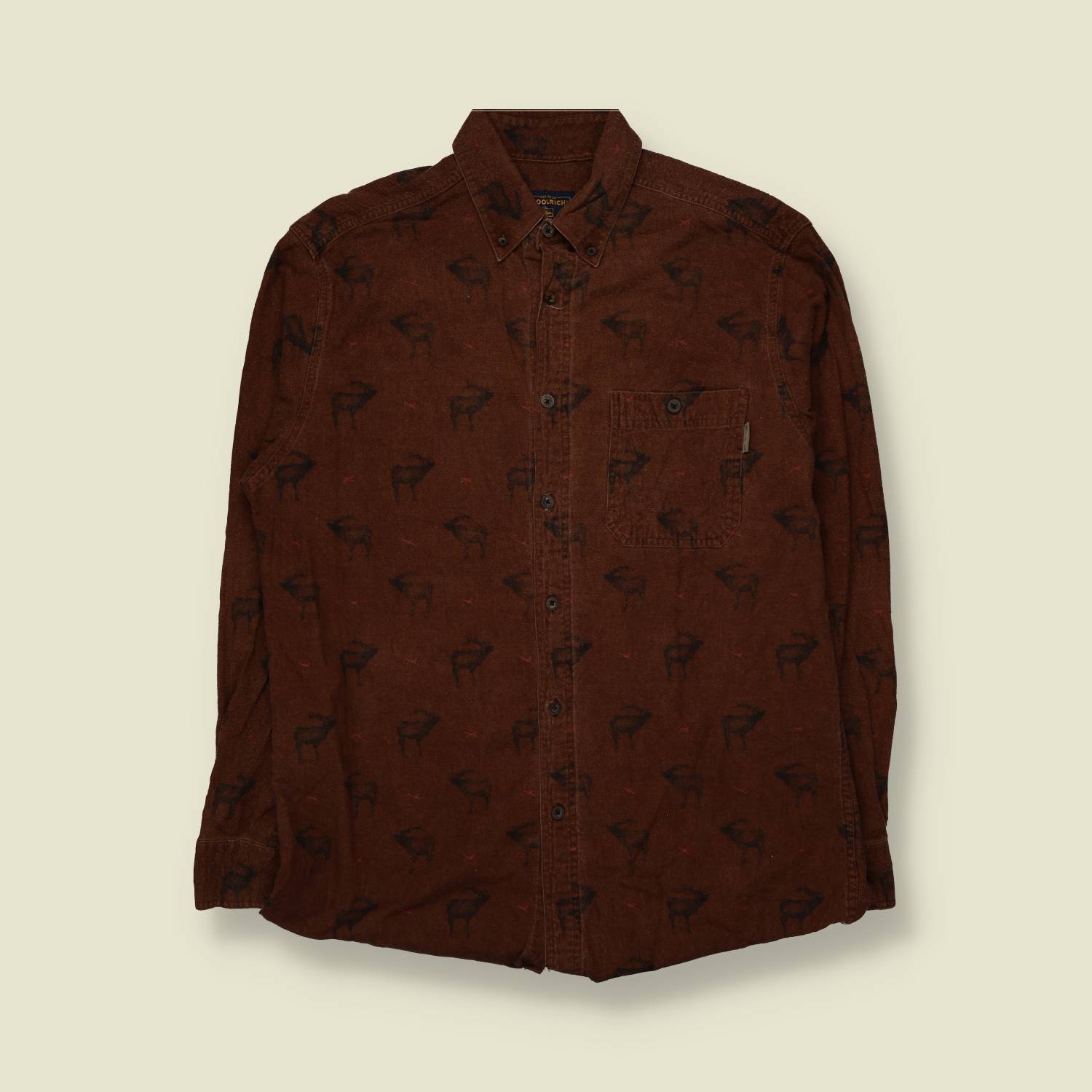 2000s | Woolrich | Elk Print Flannel Shirt | Brown - XXL