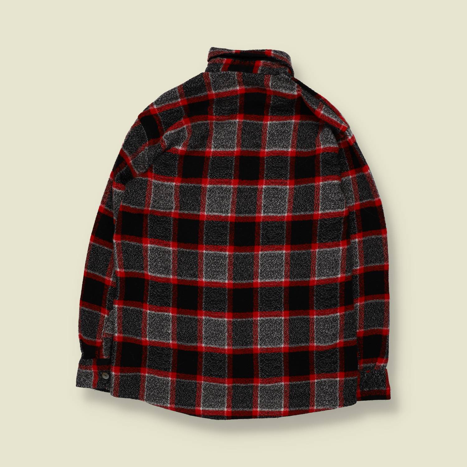 1980s | Fap Tek | Wool Shirt | Red/Grey Plaid - XS