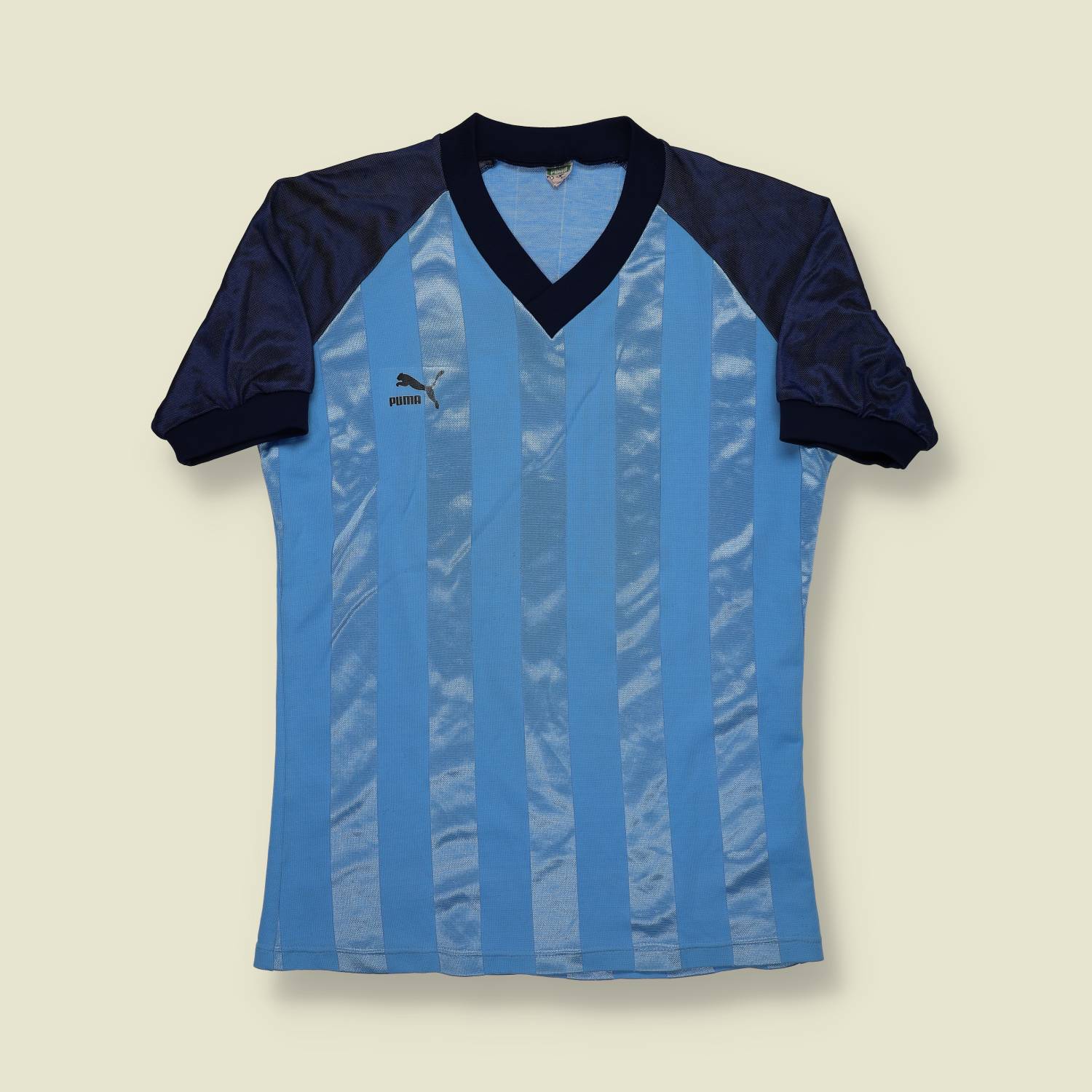 1970s | Puma | Sky Blue & Navy Football Jersey – #16 - S