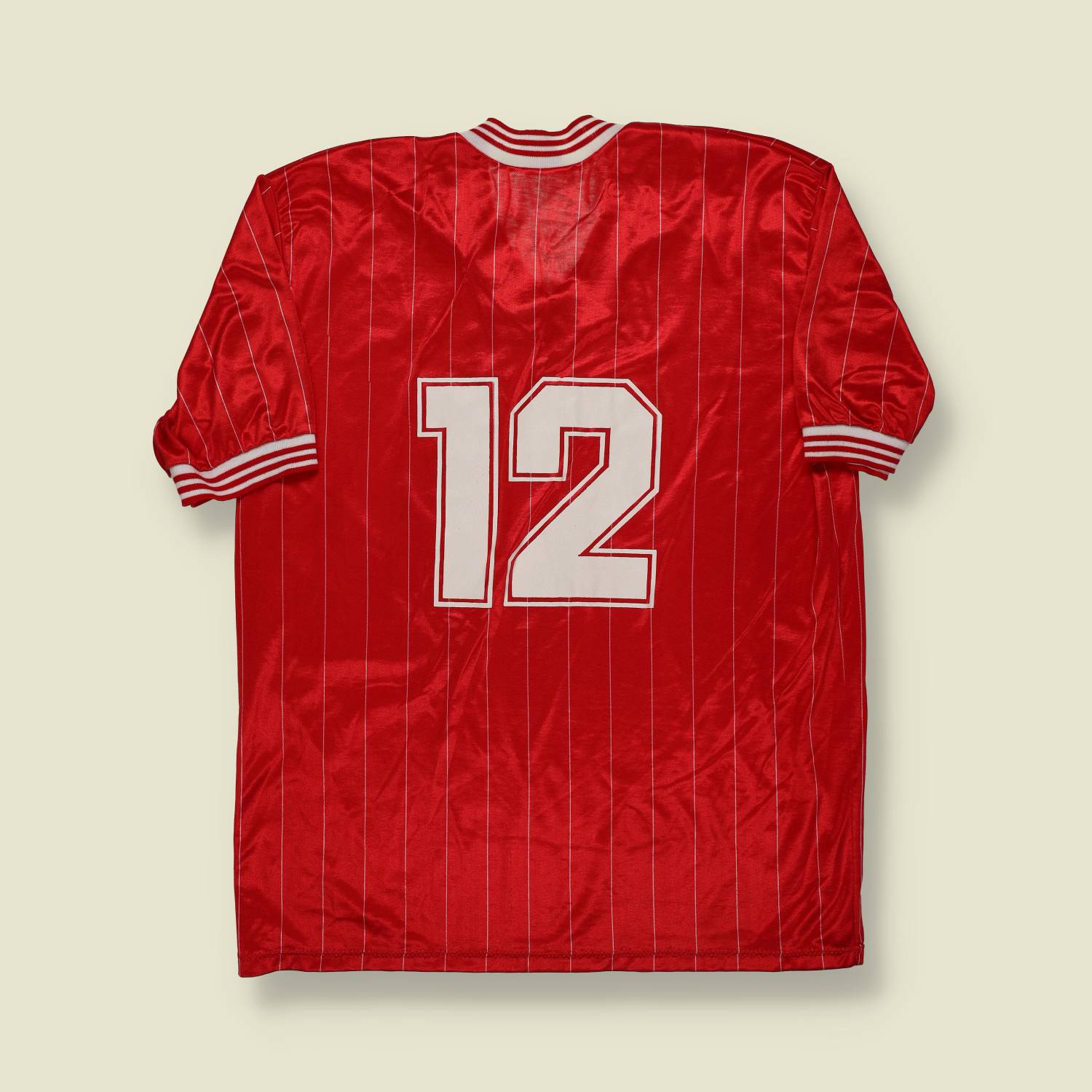 1970s/80s | Score | Red Pinstripe Football Jersey – #12 - S/M