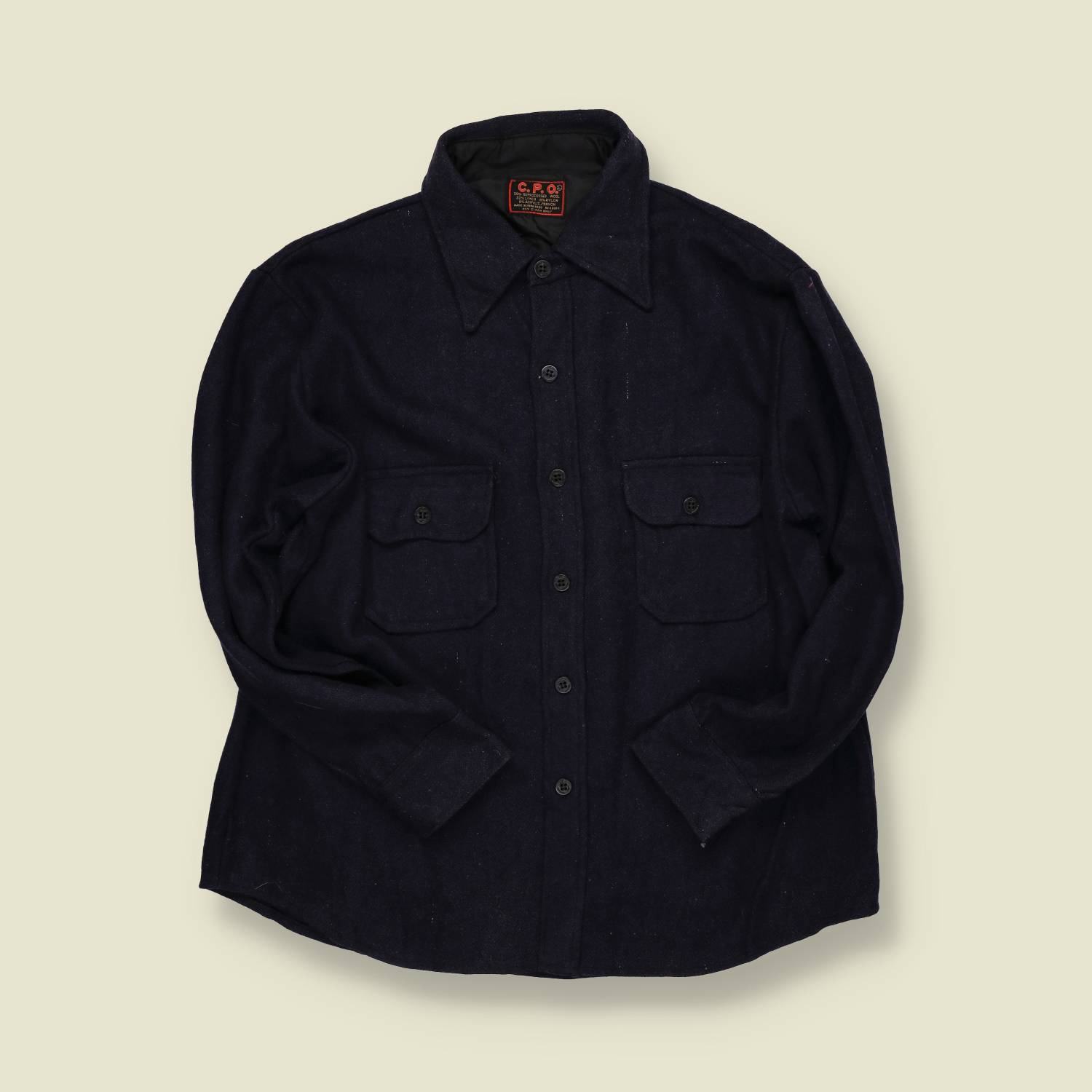 1970s | C.P.O. | Navy Wool Overshirt - M