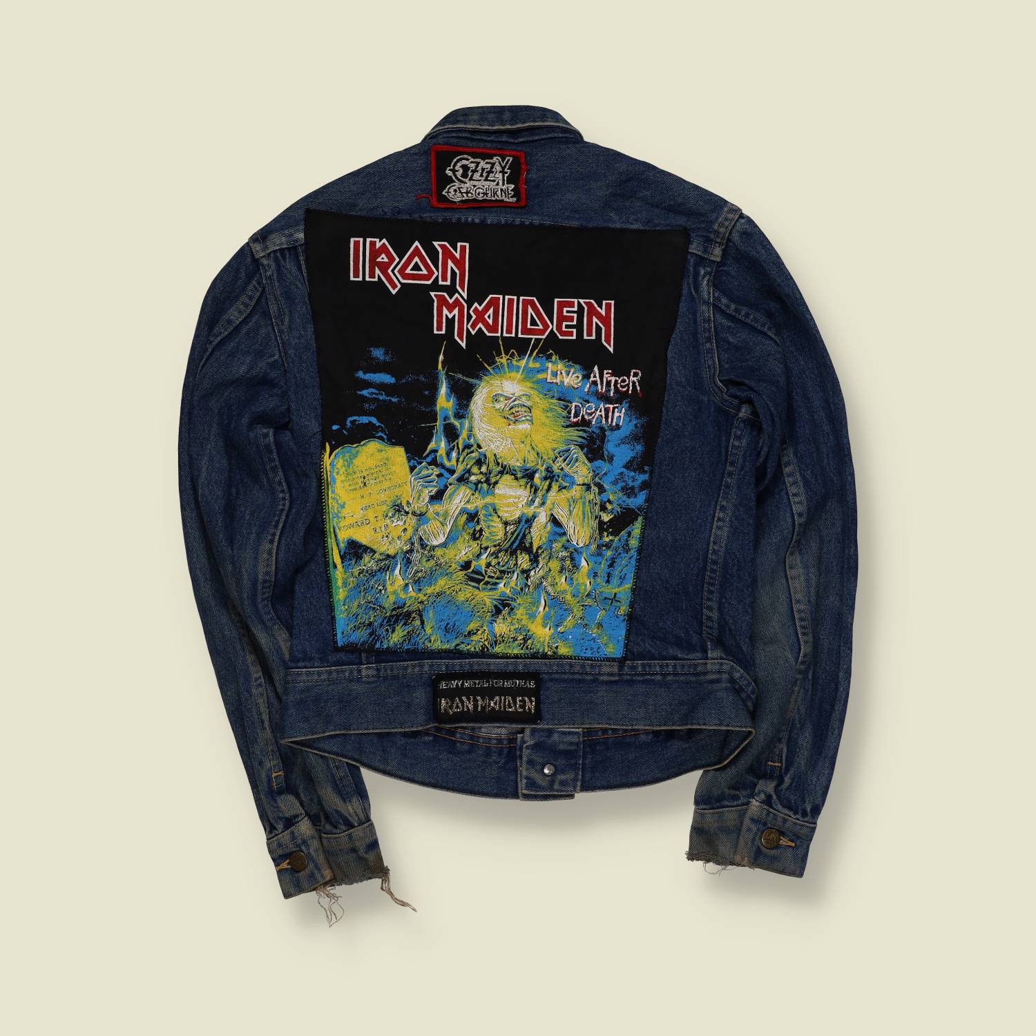 1970s | Lee 101-J Denim Jacket – 1980s Iron Maiden Battle Jacket - XXS