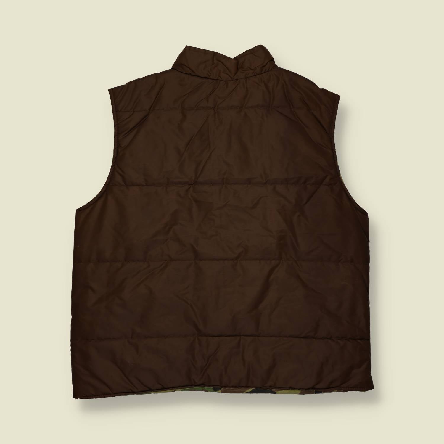 1970s | Herbex | Quilted Work Vest – Brown & Camo - M
