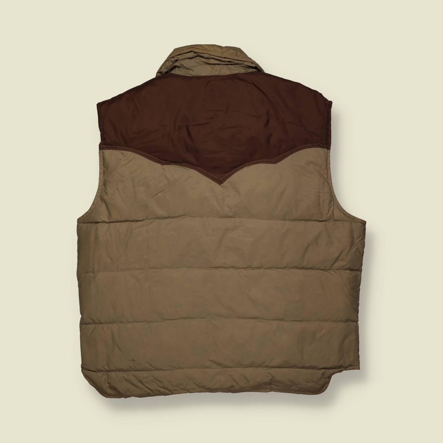 1970s | Ski Daddle | Two-Tone Puffer Vest – Brown & Tan - L/XL