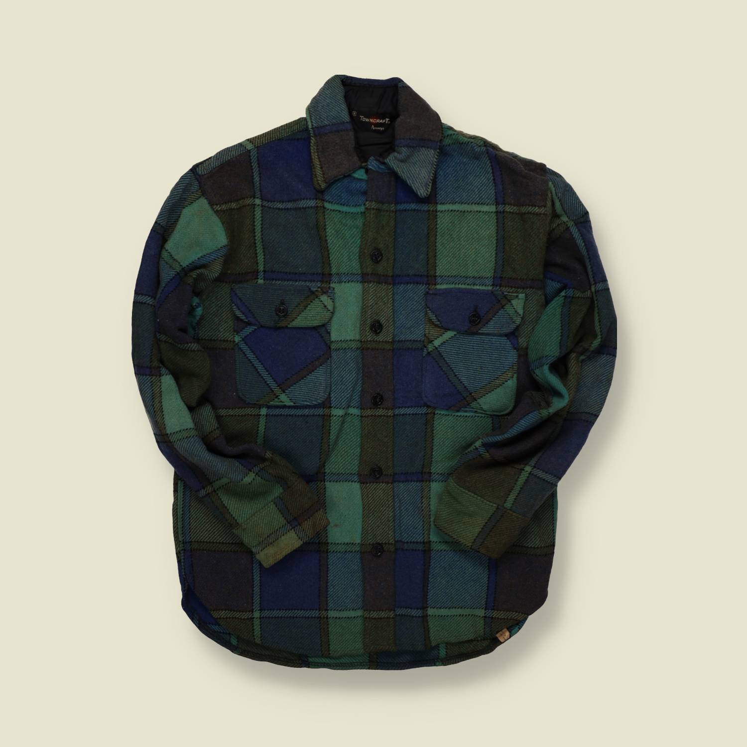 1960s/1970s | Towncraft (Penney’s) | Wool Shirt-Jacket – Green & Navy Tartan - S