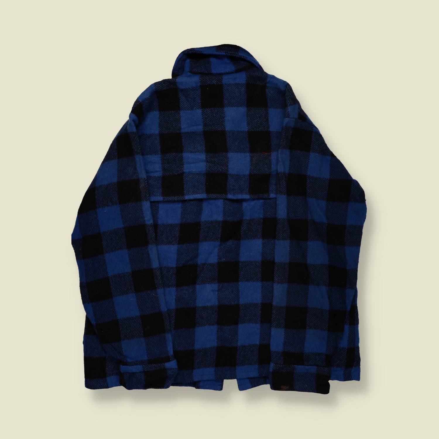 1960s | Regent | Wool Overshirt – Blue & Black Buffalo Plaid - M/L