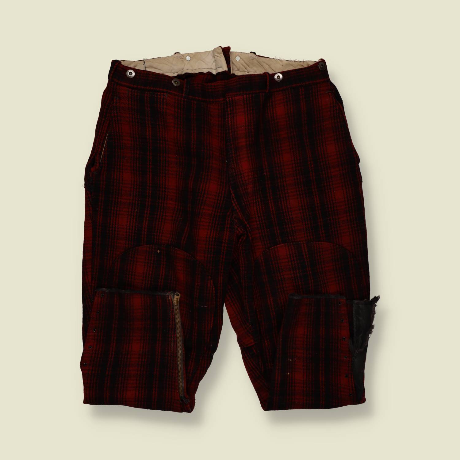 1950s–1960s | Woolrich | Wool Hunting Trousers – Red & Black Plaid - W32-34