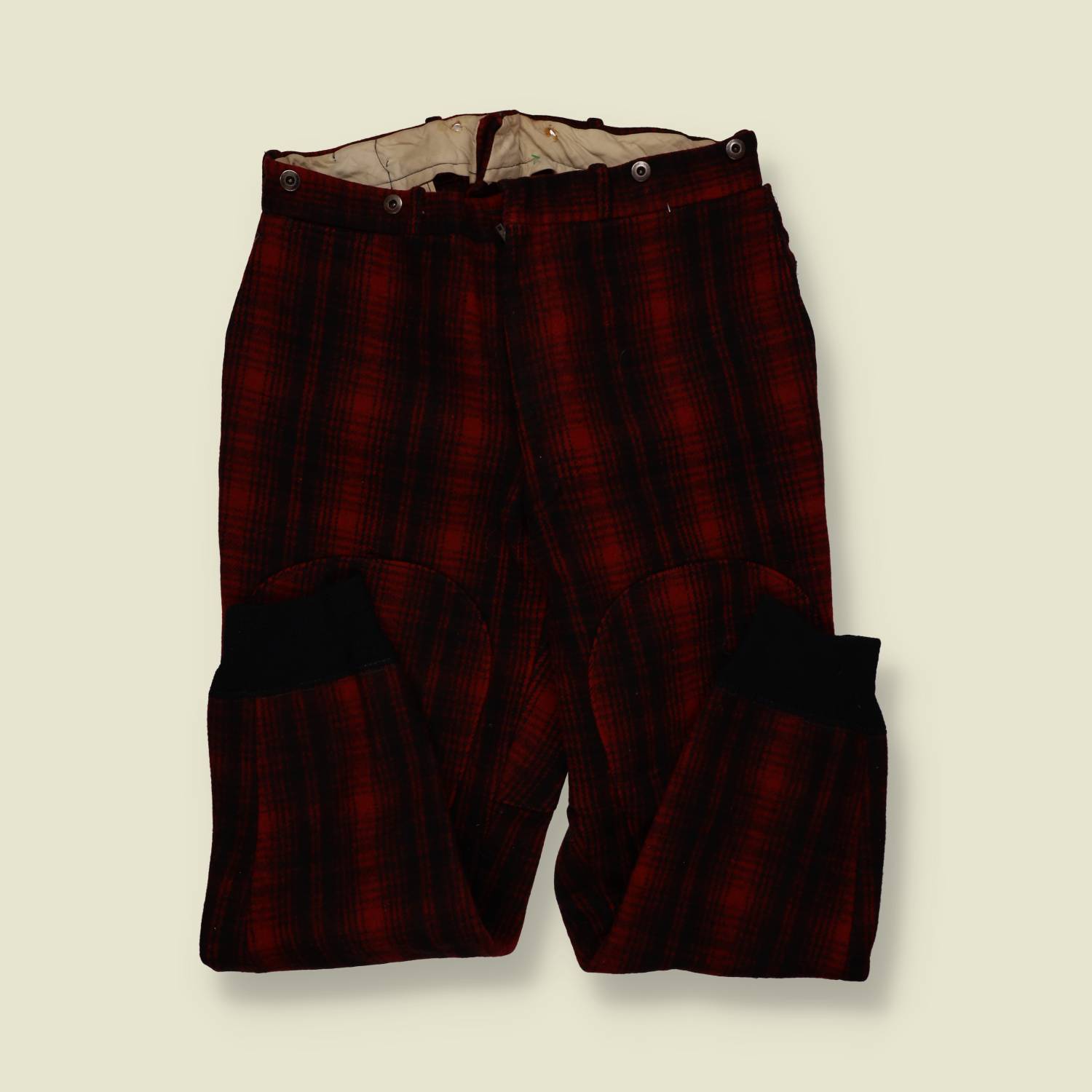 1950s–1960s | Woolrich | Wool Hunting Trousers – Red & Black Plaid - w32-34
