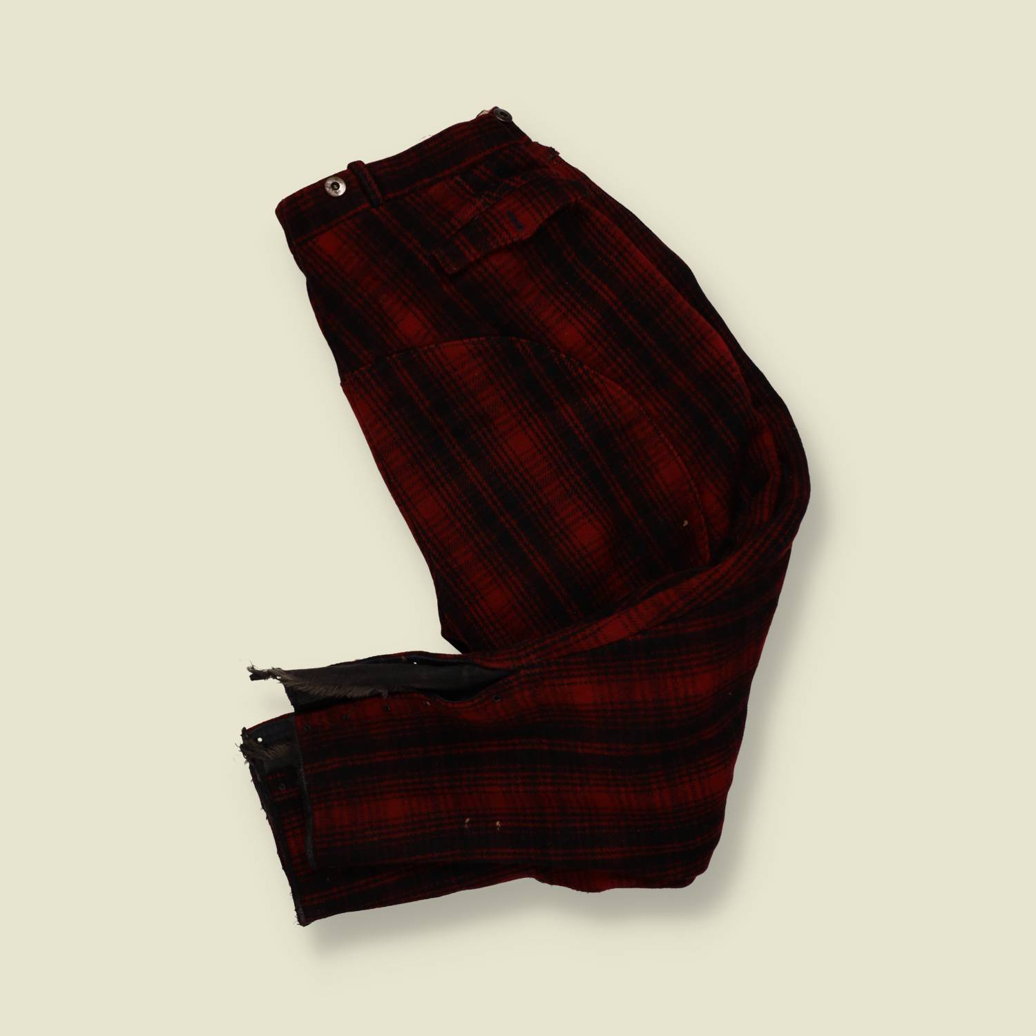 1950s–1960s | Woolrich | Wool Hunting Trousers – Red & Black Plaid - w28-30