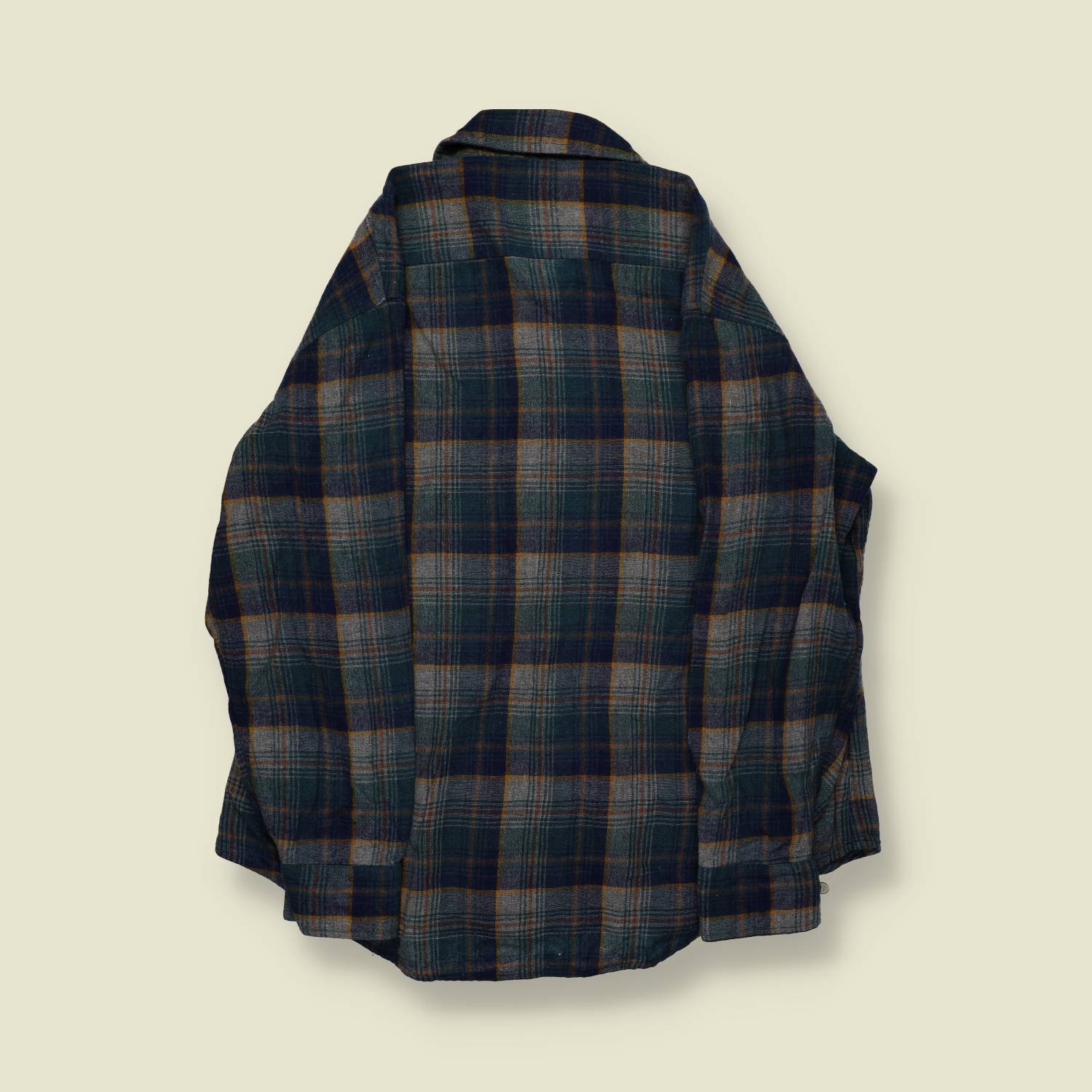 1970s | Ponderosa | Quilted-Lined Flannel Shirt – Blue & Grey Plaid - L/XL