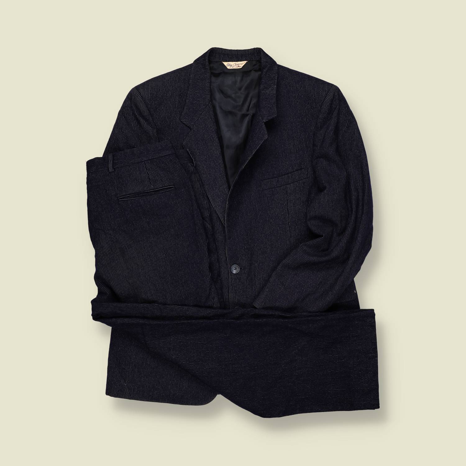 1980s | Oleg Cassini | Two-Piece Suit – Charcoal Pinstripe - S