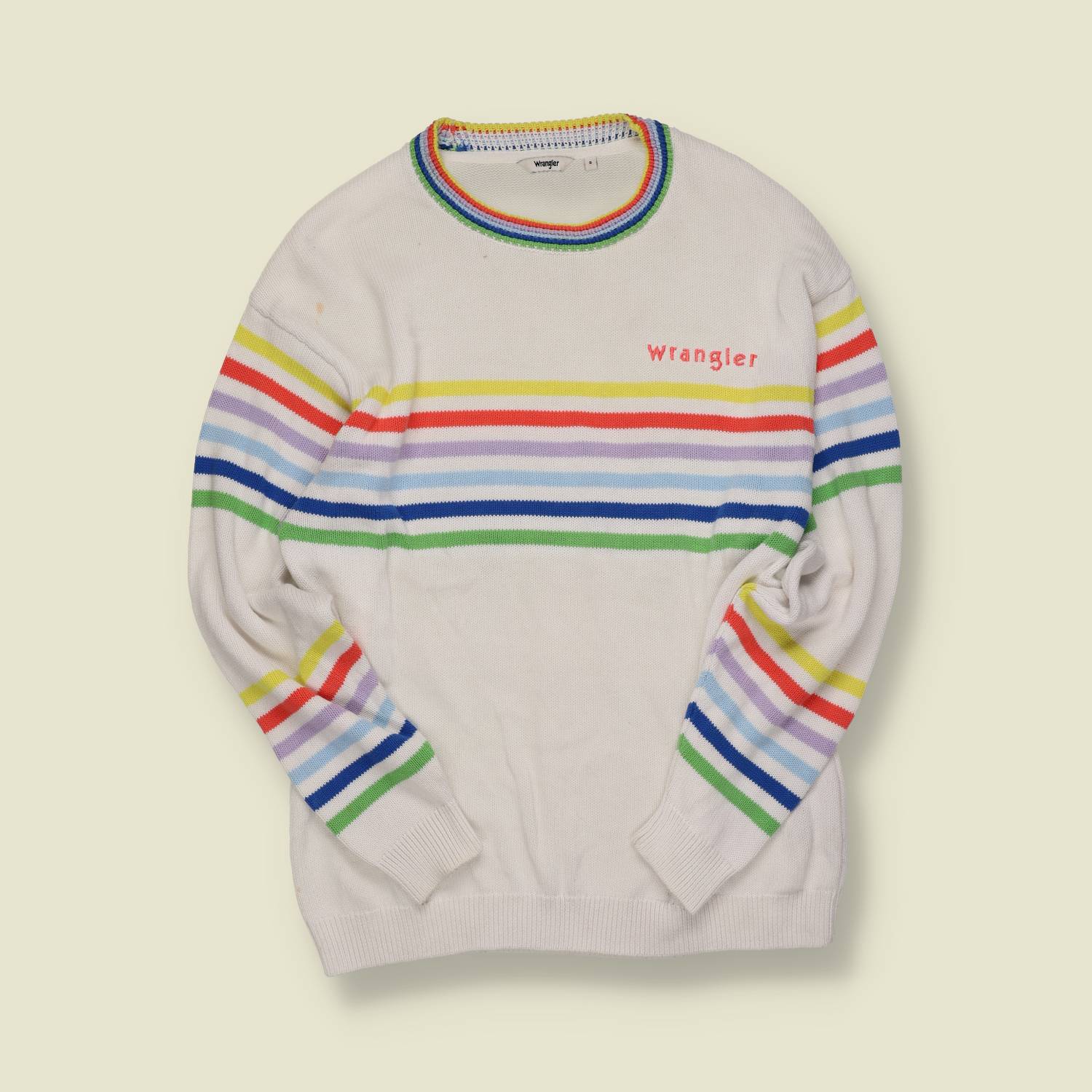 2000s | Wrangler | Rainbow Stripe Knit Sweater – White - S