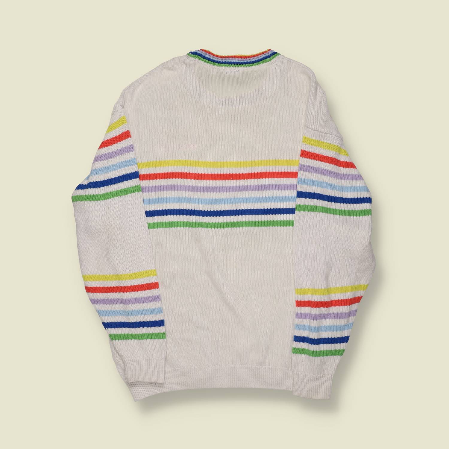 2000s | Wrangler | Rainbow Stripe Knit Sweater – White - S