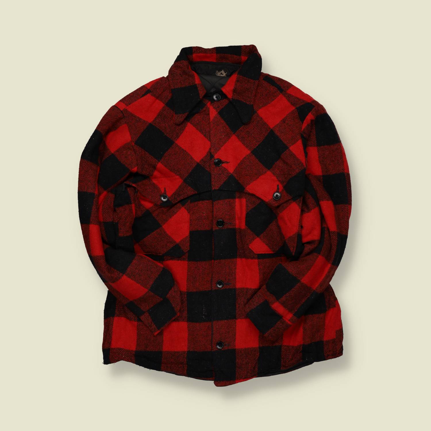 1960s | Made in USA | Lined Wool Jac-Shirt – Red/Black Buffalo Check - L