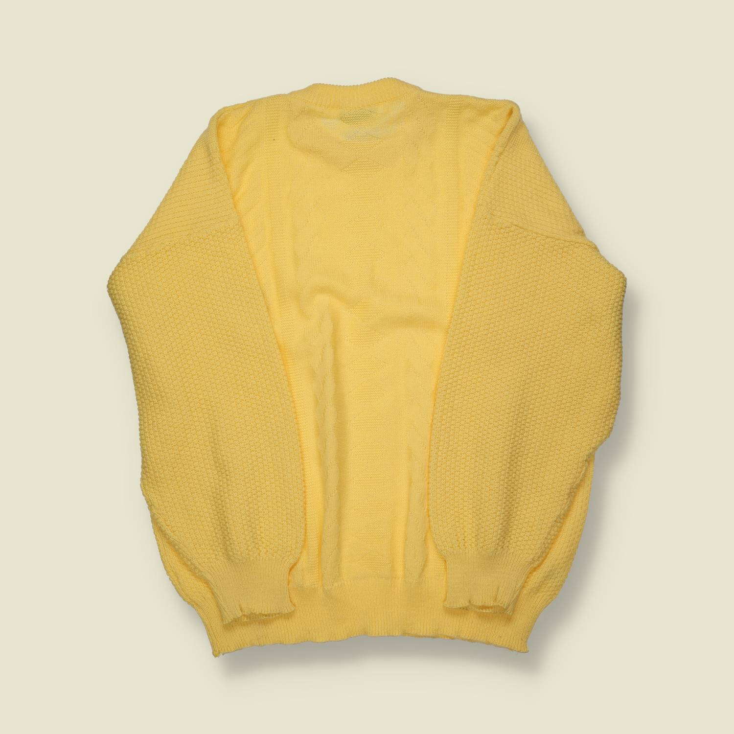 1980s | Lacoste | La Chemise Cable & Textured Knit Sweater – Pastel Yellow - L