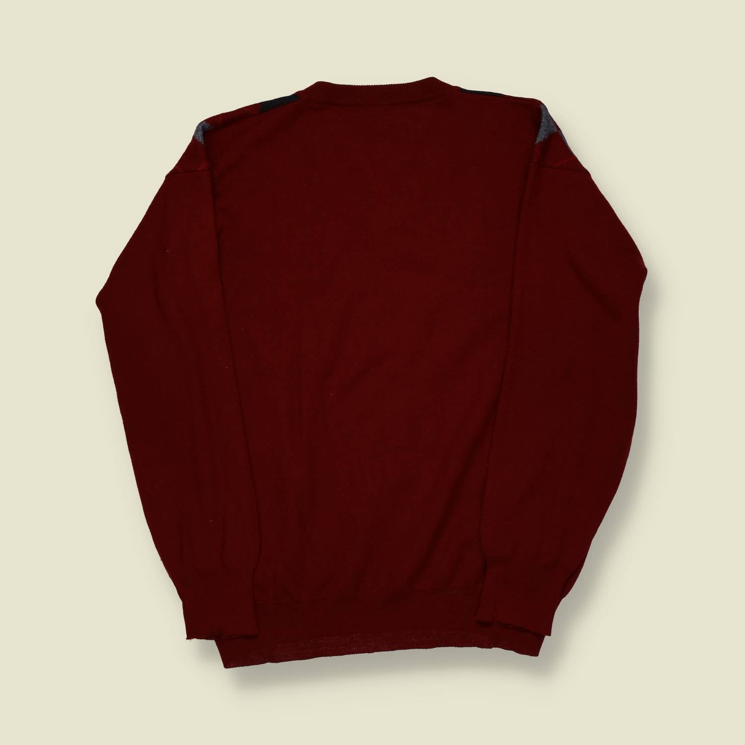 1980s | Valentino (Tag Missing) | Argyle Knit – Burgundy/Grey - M