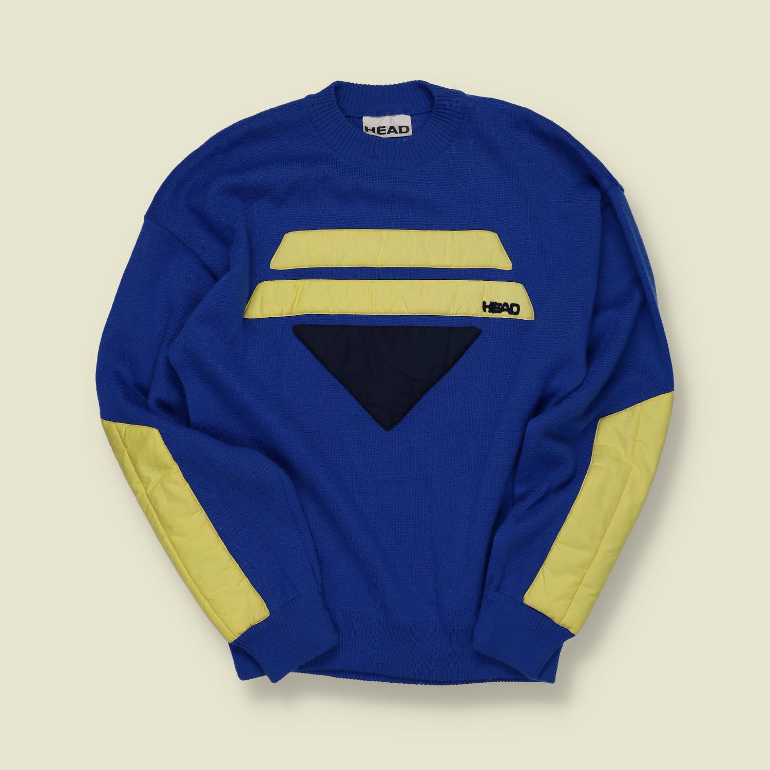 1970s/80s | Head | Padded Panel Tennis Knit – Royal/Yellow - XS