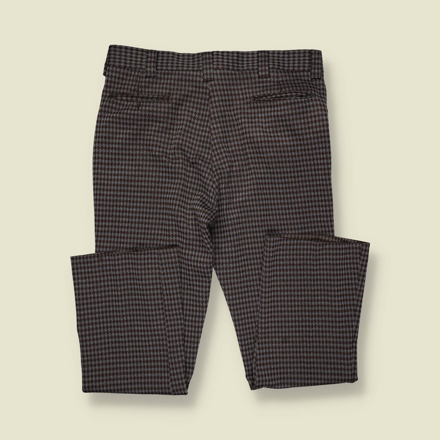 1970s | Farah | Houndstooth Flared Trousers – Brown/Grey - w36-38