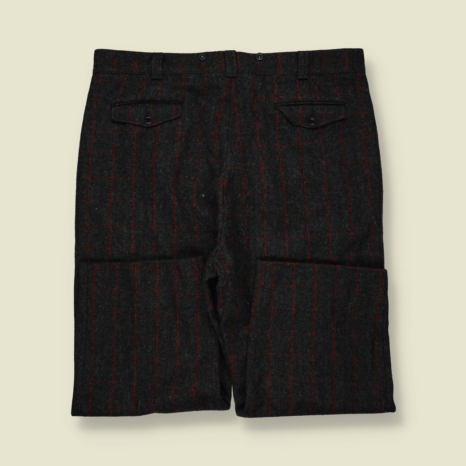 1970s | L.L. Bean | Wool Check Trousers – Charcoal/Red Windowpane - w40