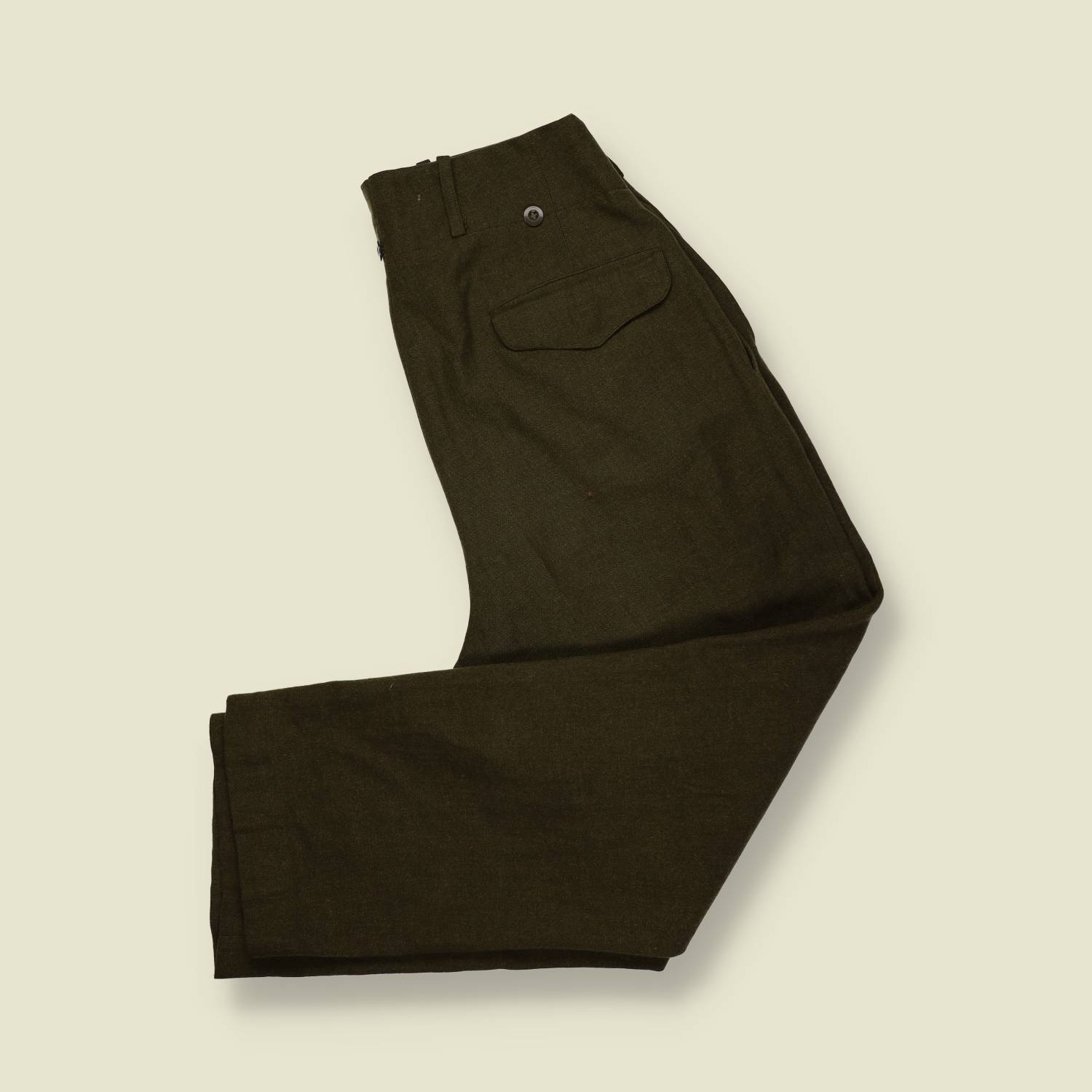 1950s–60s | American-Made | Wool Serge Field Trousers – Olive Drab - w30