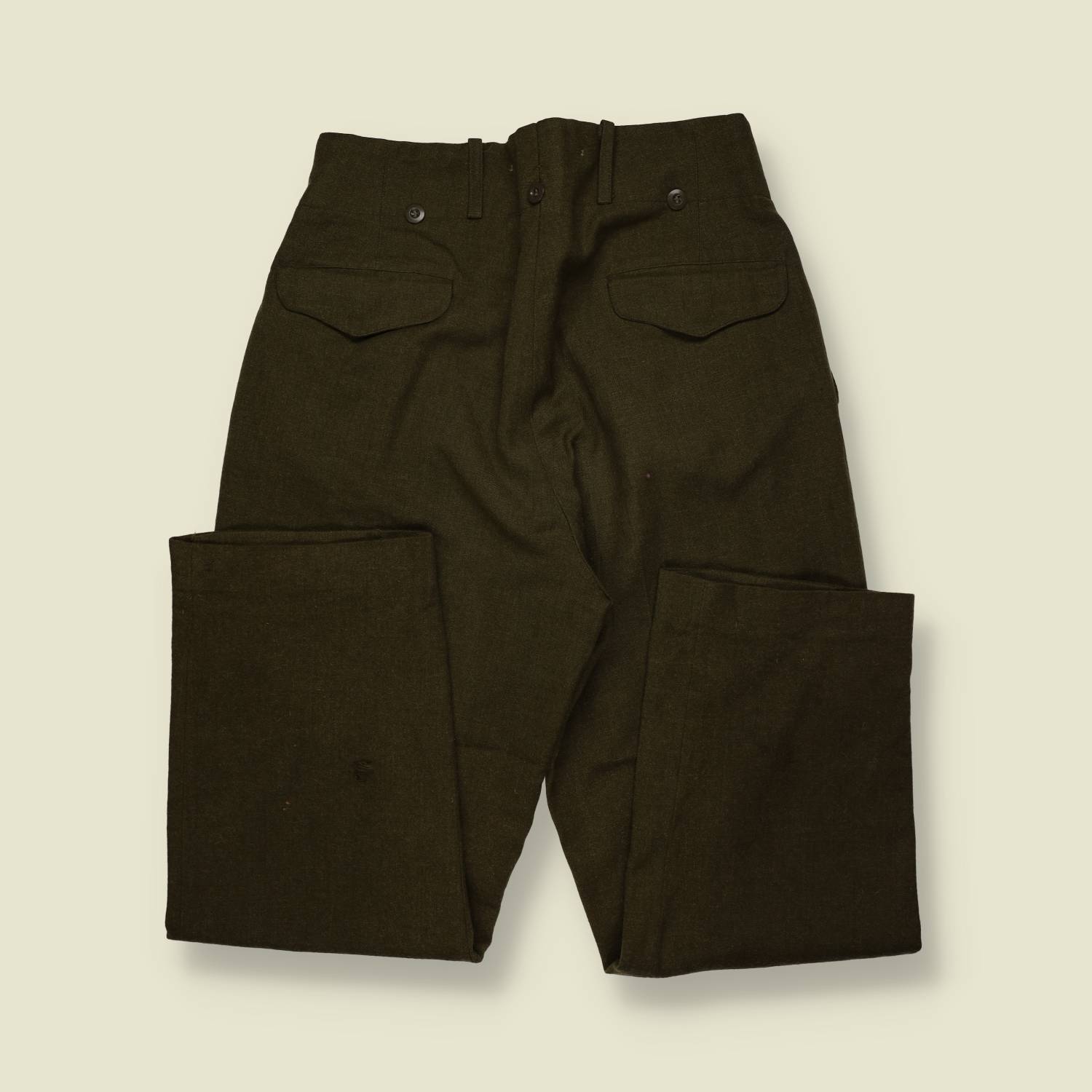 1950s–60s | American-Made | Wool Serge Field Trousers – Olive Drab - w30