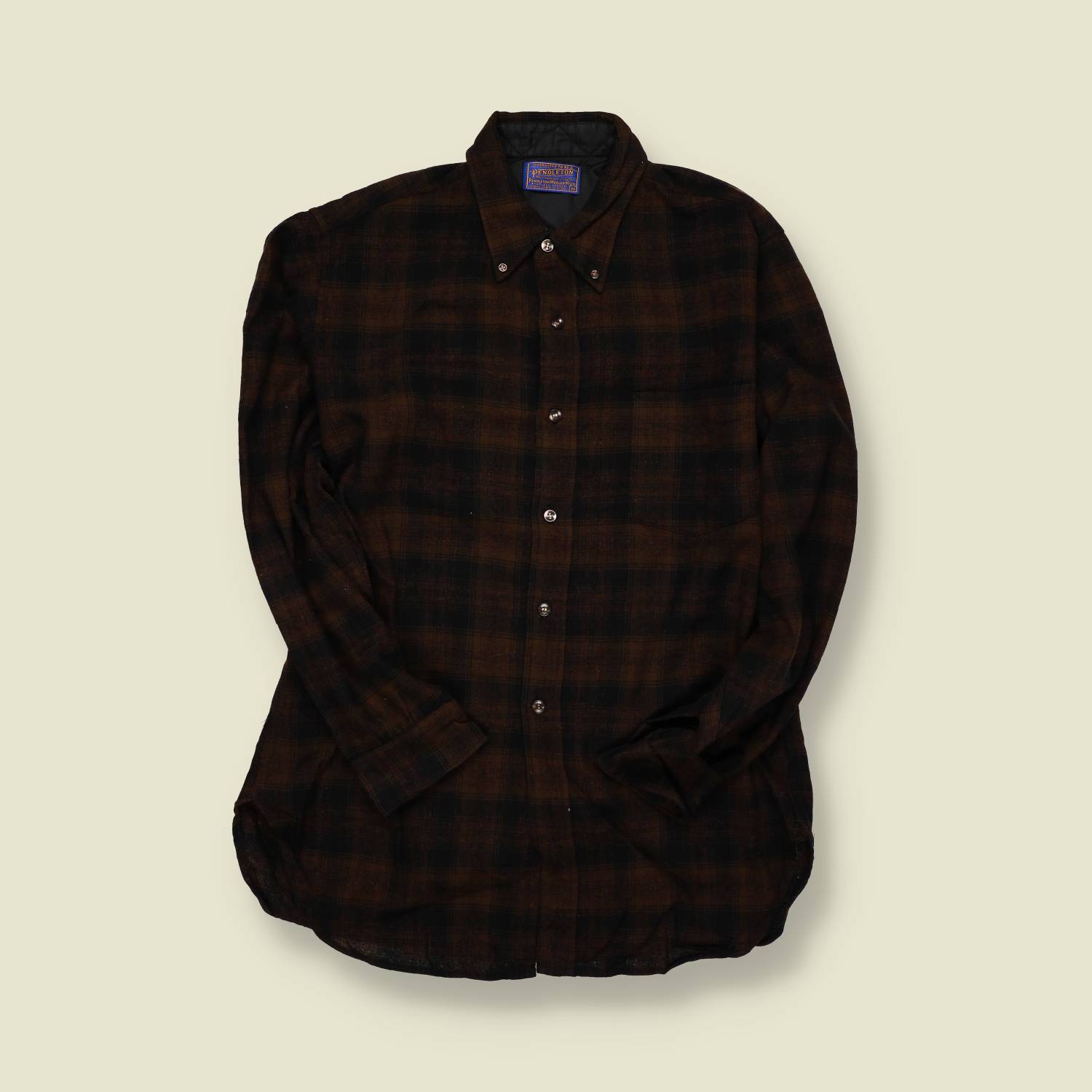 1970s | Pendleton | Wool Flannel Shirt – Brown/Black Shadow Plaid - M